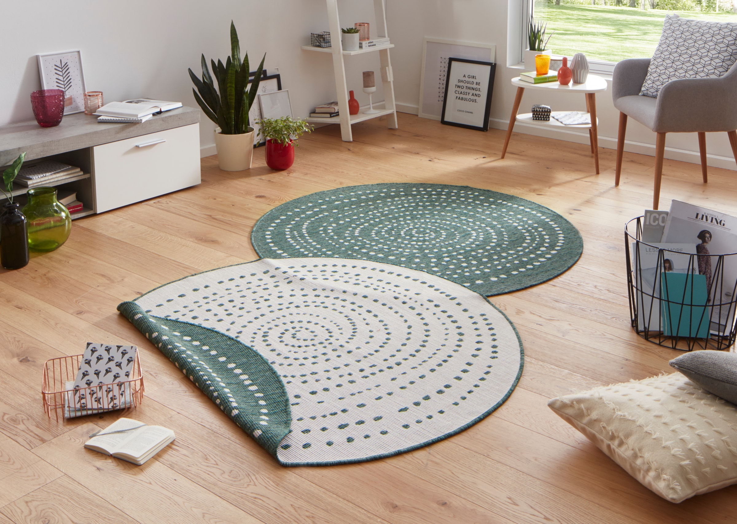 NORTHRUGS Teppich »Bali«, rund, 5 mm Höhe, In-& Outdoor, Wetterfest, Balkon, Garten, Wohnzimmer, Wasserfest