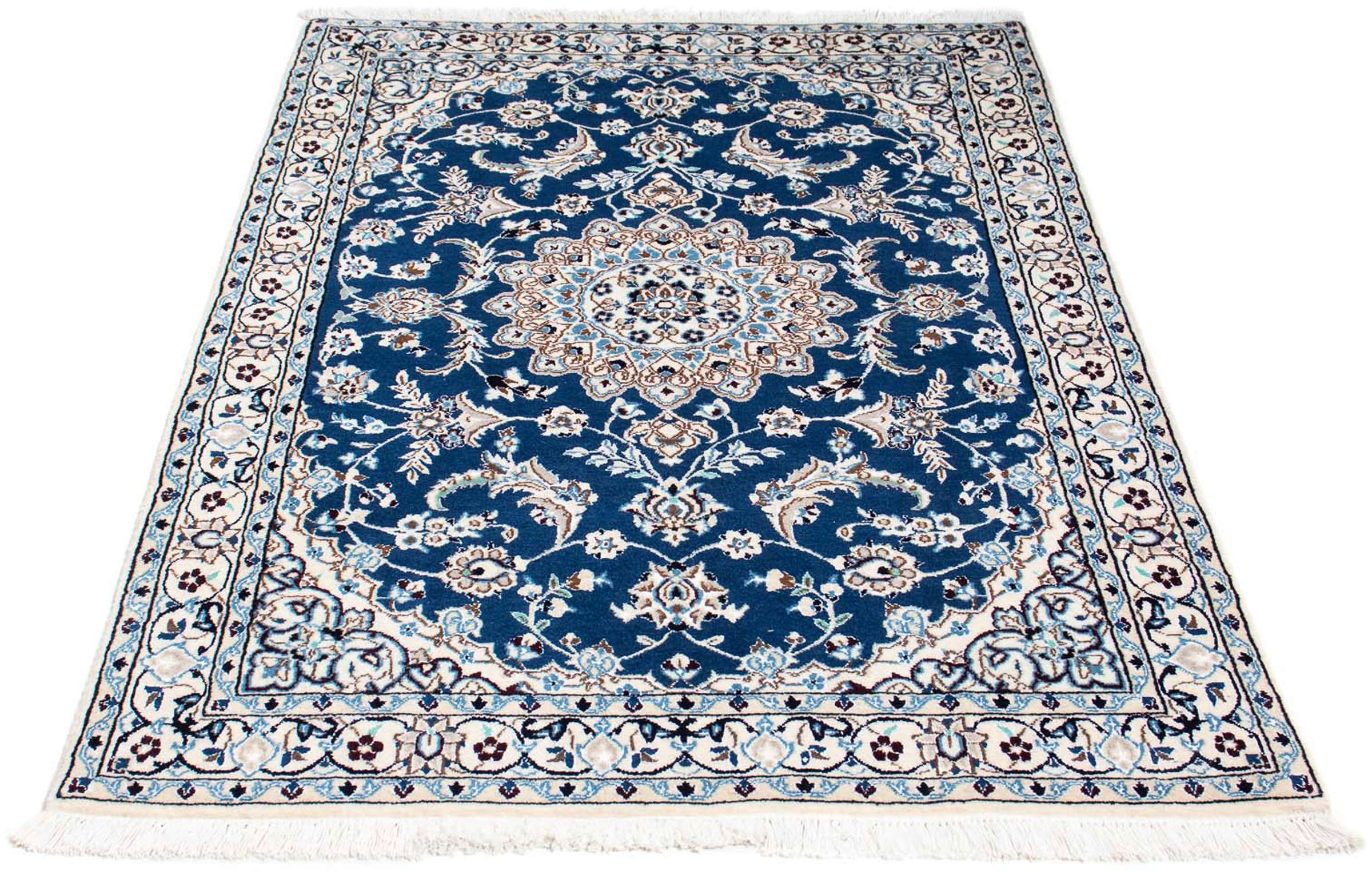 Image of morgenland Orientteppich »Perser - Nain - Royal - 170 x 108 cm - blau«, rechteckig, 10 mm Höhe, Wohnzimmer, Handgeknüpft, Einzelstück mit Zertifikat bei Ackermann Versand Schweiz