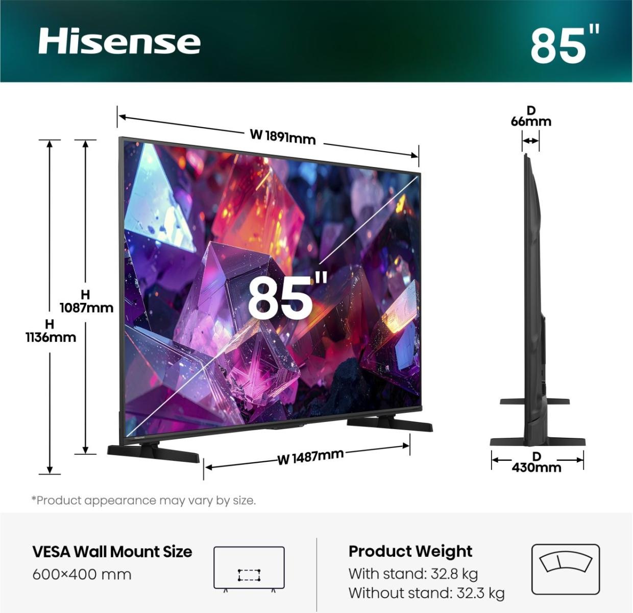Hisense Téléviseur QLED »85E7S PRO« 215 cm/85 ″