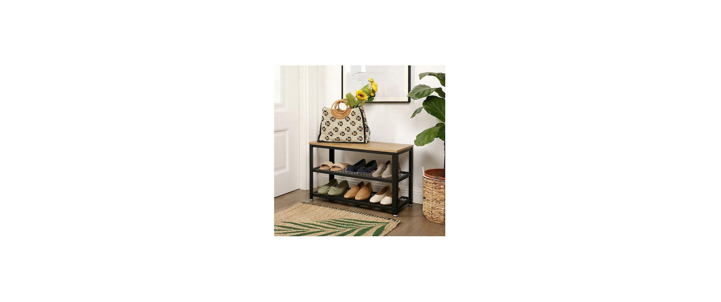 VASAGLE Étagère à chaussures »mit 2 Fächern und Bank 73 x 45 cm«