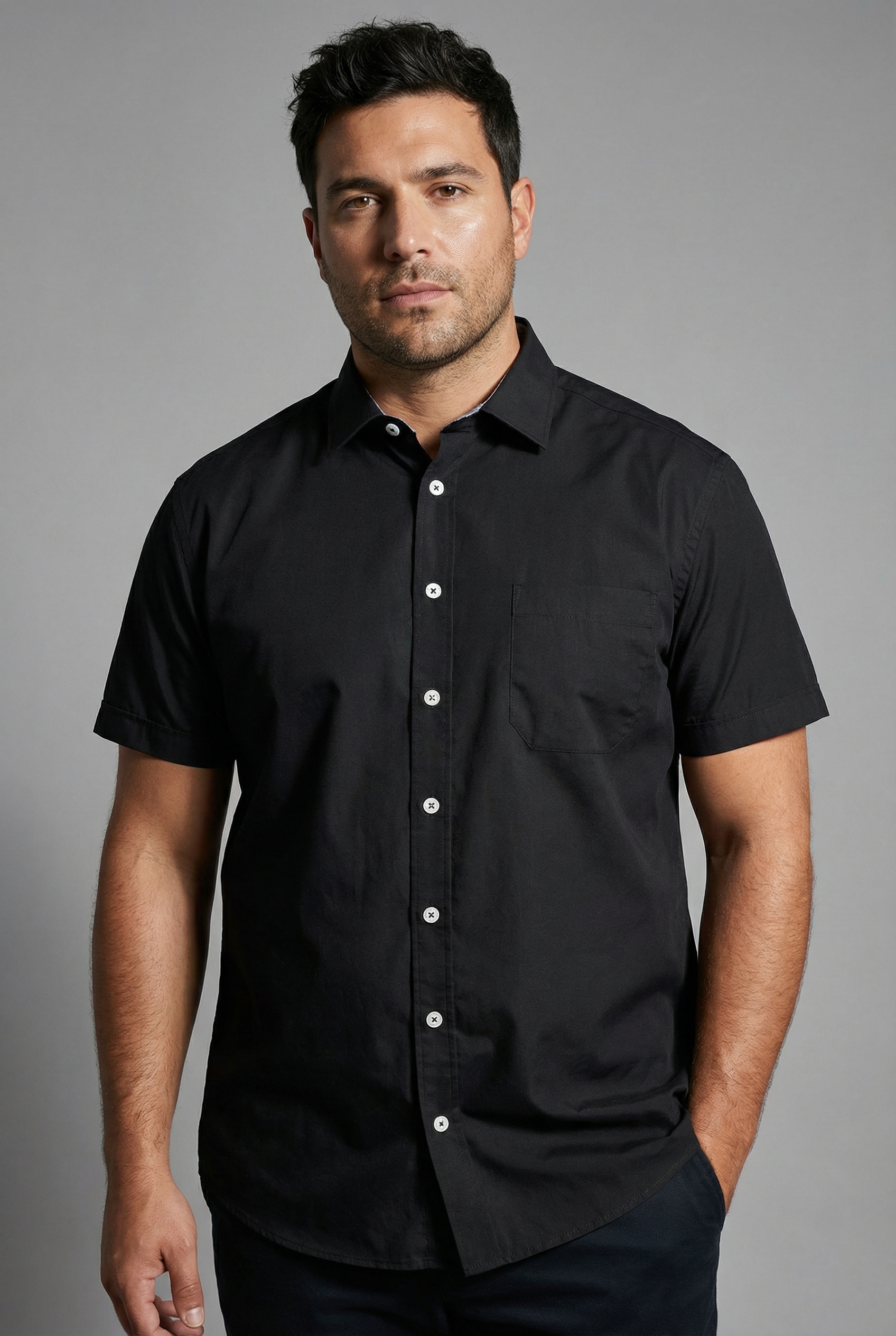 Image of Mans World Plus Kurzarmhemd "Grosse Grössen" Kurzarm, für verschiedene Anlässe, aus Baumwolle und Polyester