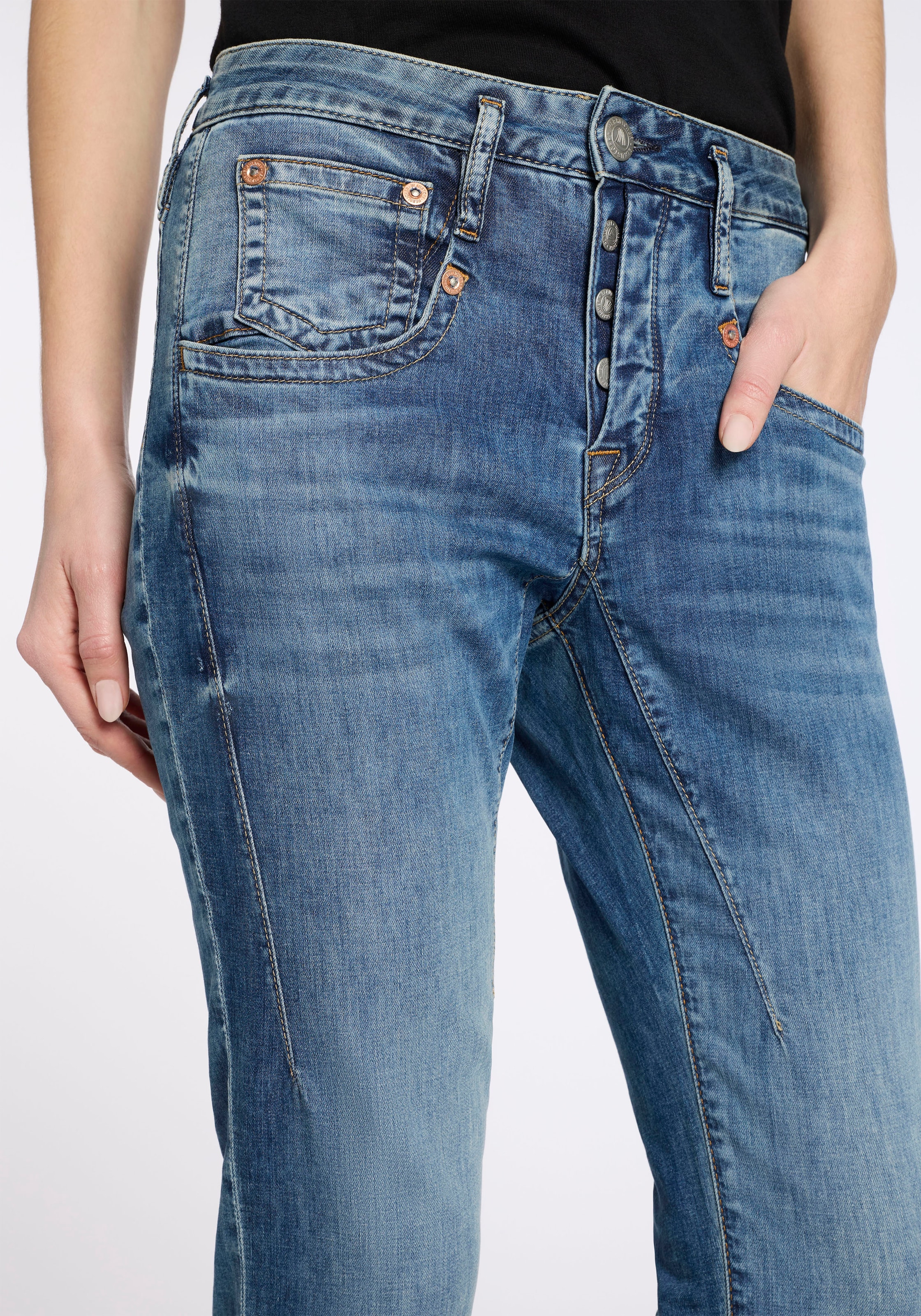 Herrlicher Jeans boyfriend »Shyra Cropped Denim Light« 7/8-Länge mit hohem Bund