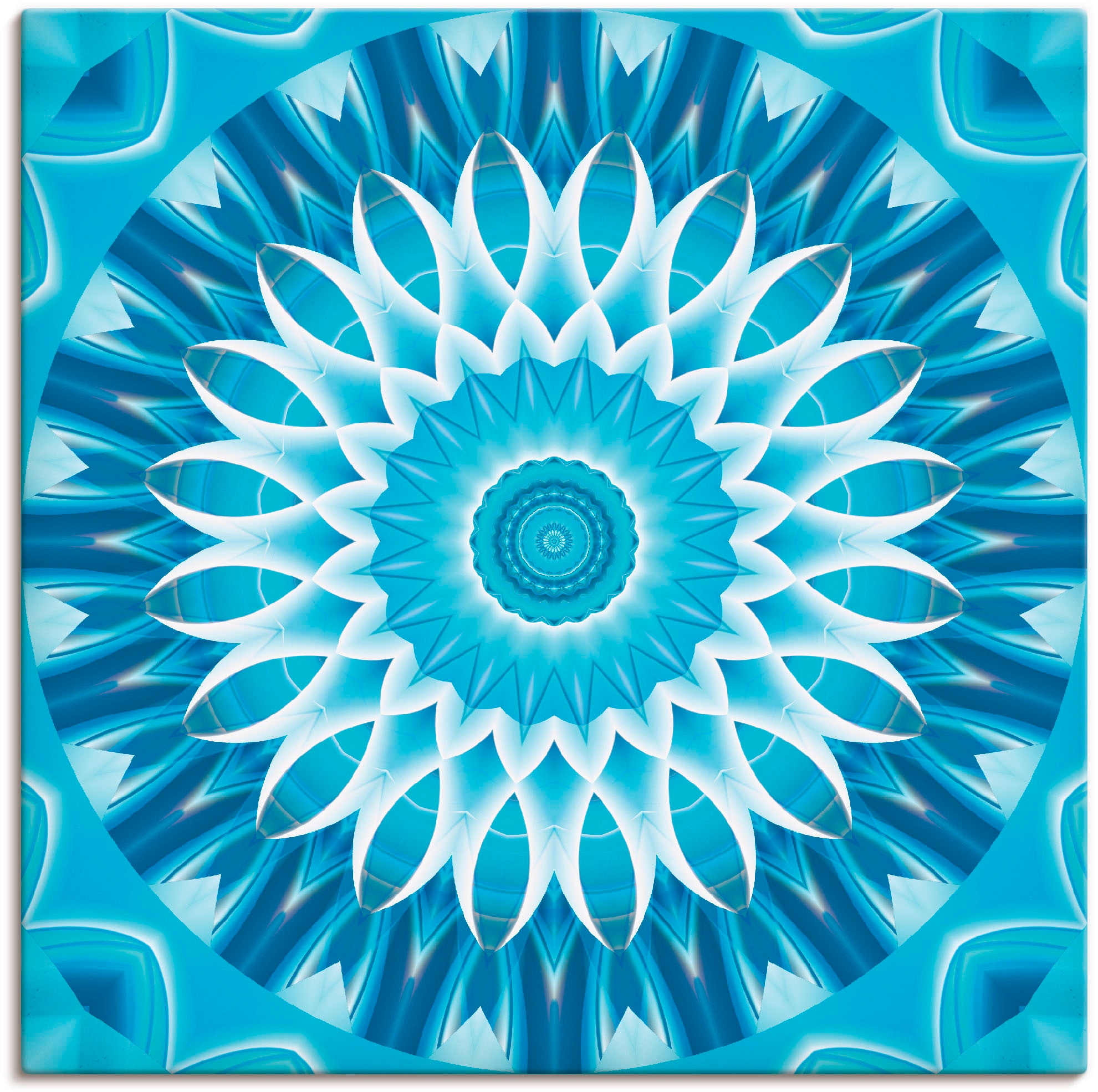 Image of Artland Leinwandbild "Mandala blau Blüte" Muster 1 Stk. tlg. auf Holzrahmen gespannt
