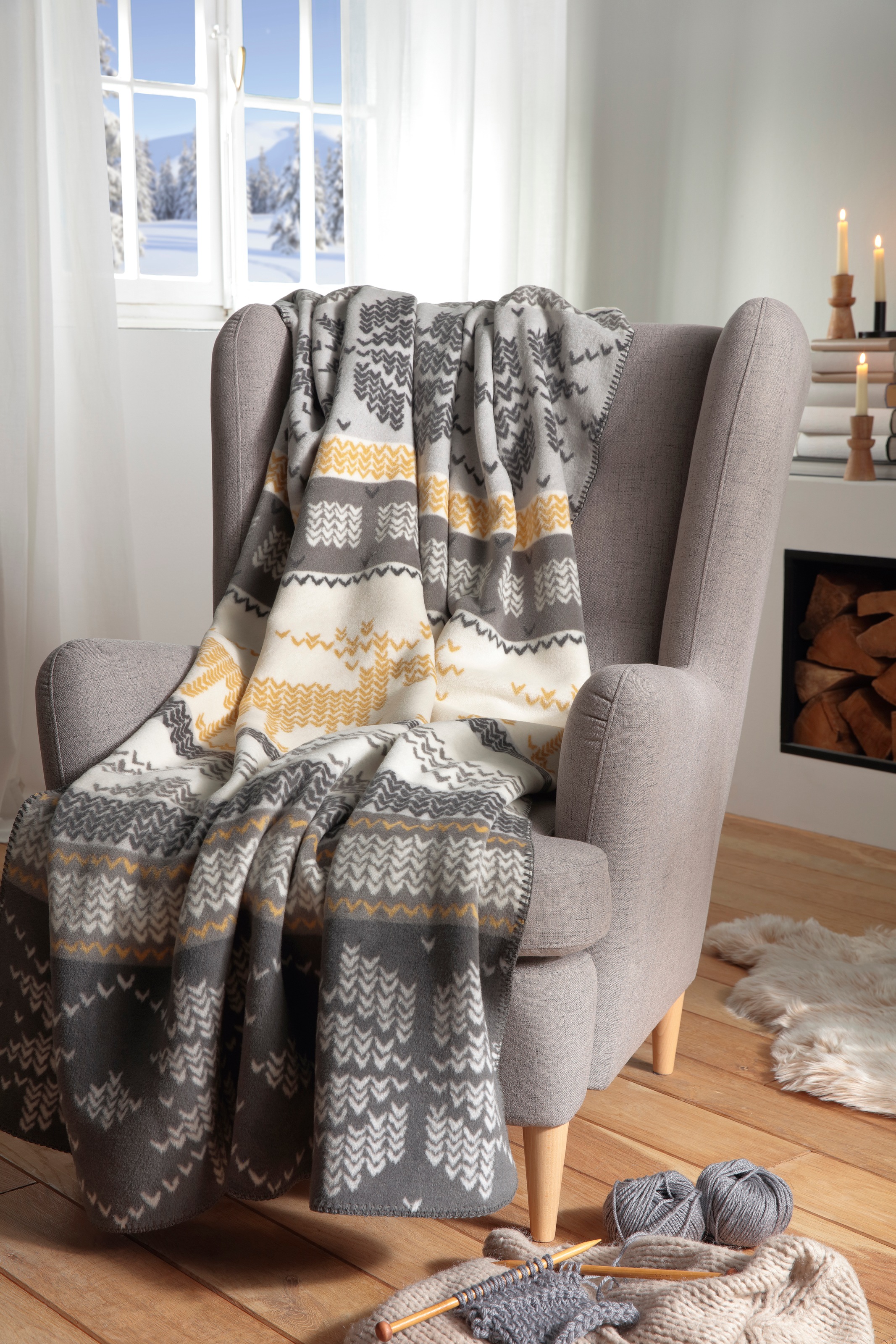 Biederlack Wohndecke »Wohndecke Winter Knit«, mit winterlichem Design