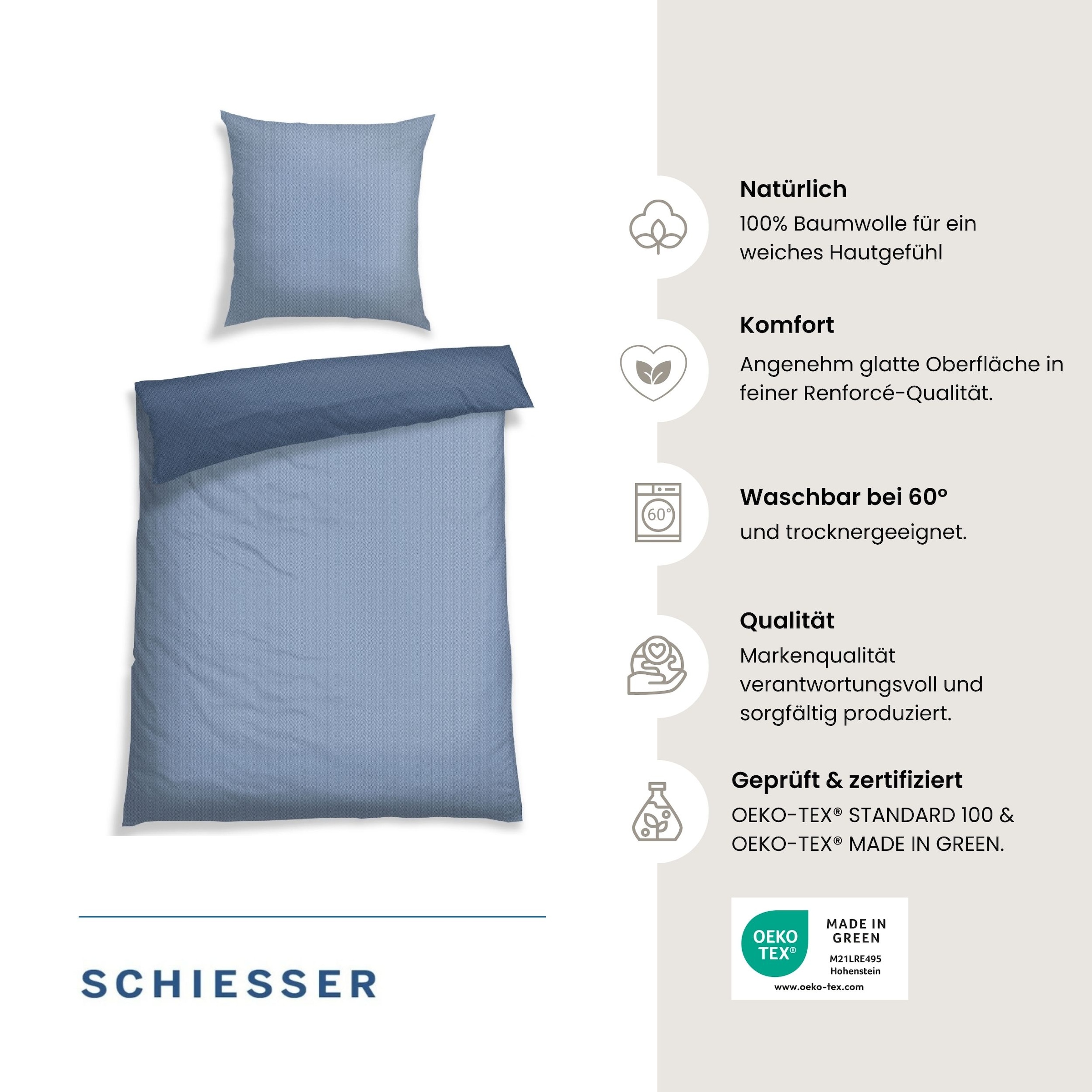 Schiesser Bettwäsche »Silva in einem simplen Minimaldessin in angesagter Strickoptik« 2 Stk. OEKO-TEX® MADE IN GREEN