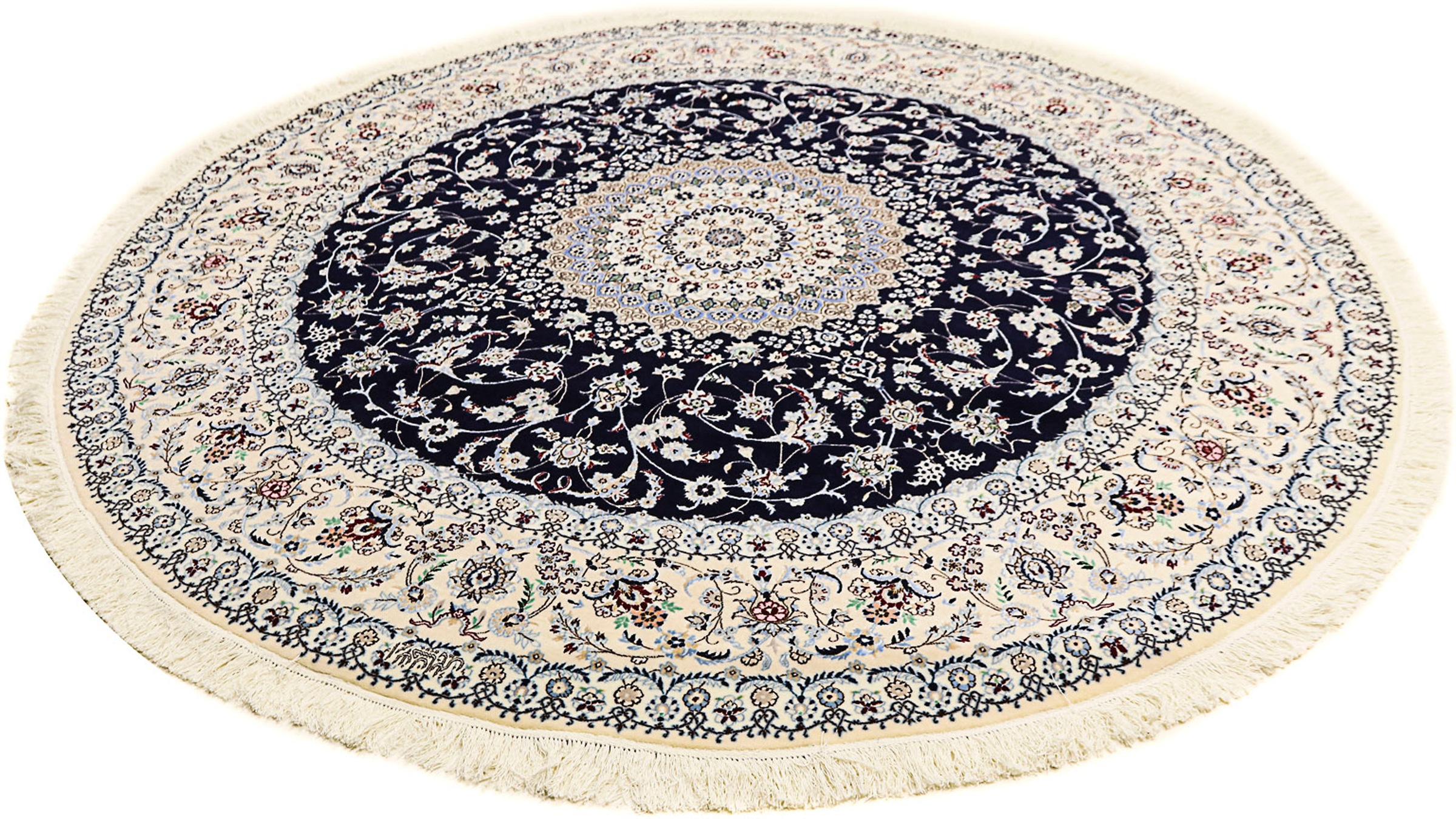 Image of morgenland Orientteppich »Perser - Nain - Premium rund - 250 x 250 cm - dunkelblau«, rund, 6 mm Höhe, Wohnzimmer, Handgeknüpft, Einzelstück mit Zertifikat bei Ackermann Versand Schweiz