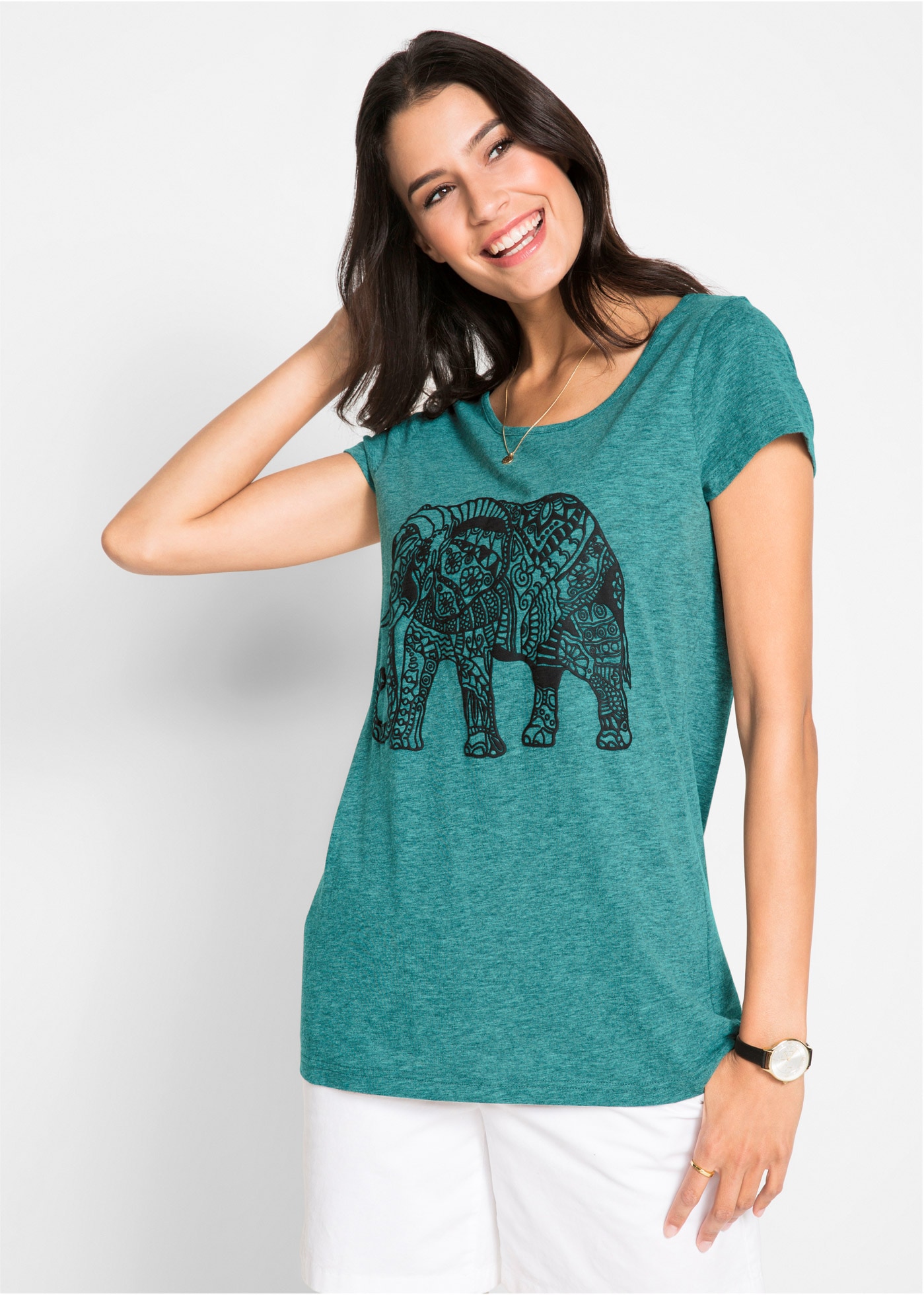Image of bonprix T-Shirt Regular Fit, Kurzarm, mit Frontprint, Rundhalsausschnitt