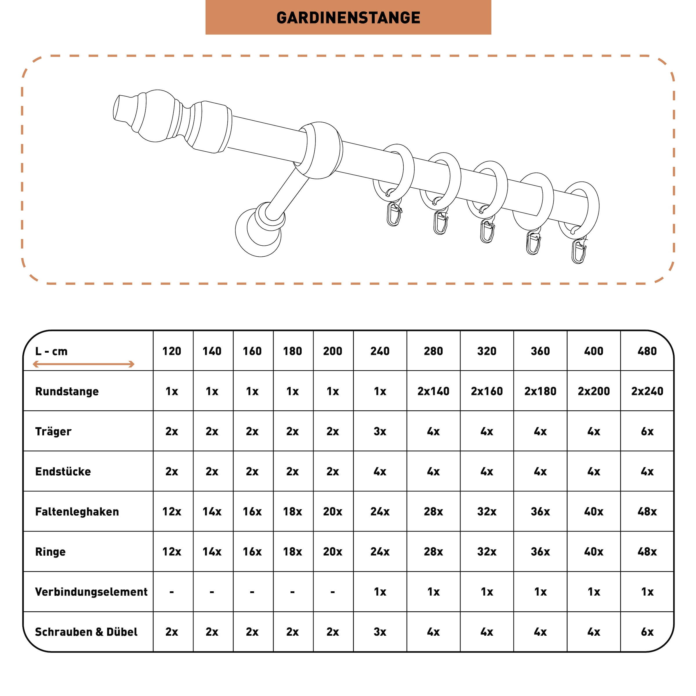 SN DECO GROUP Gardinenstange »Filigrano«, 1 läufig-läufig, Fixmass