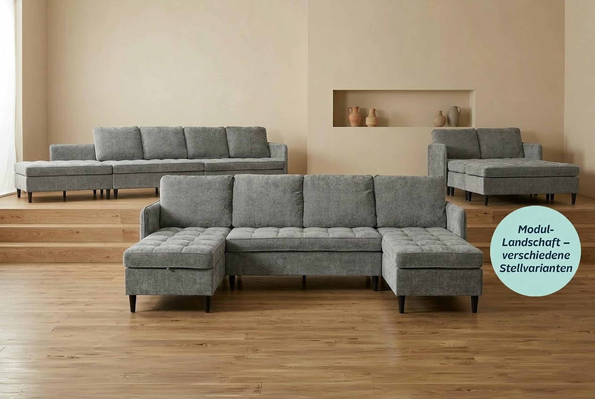 Image of Dorel Home Wohnlandschaft "LINDHUS, Chenille, Modulsofa, verschiedene Stellvarianten"