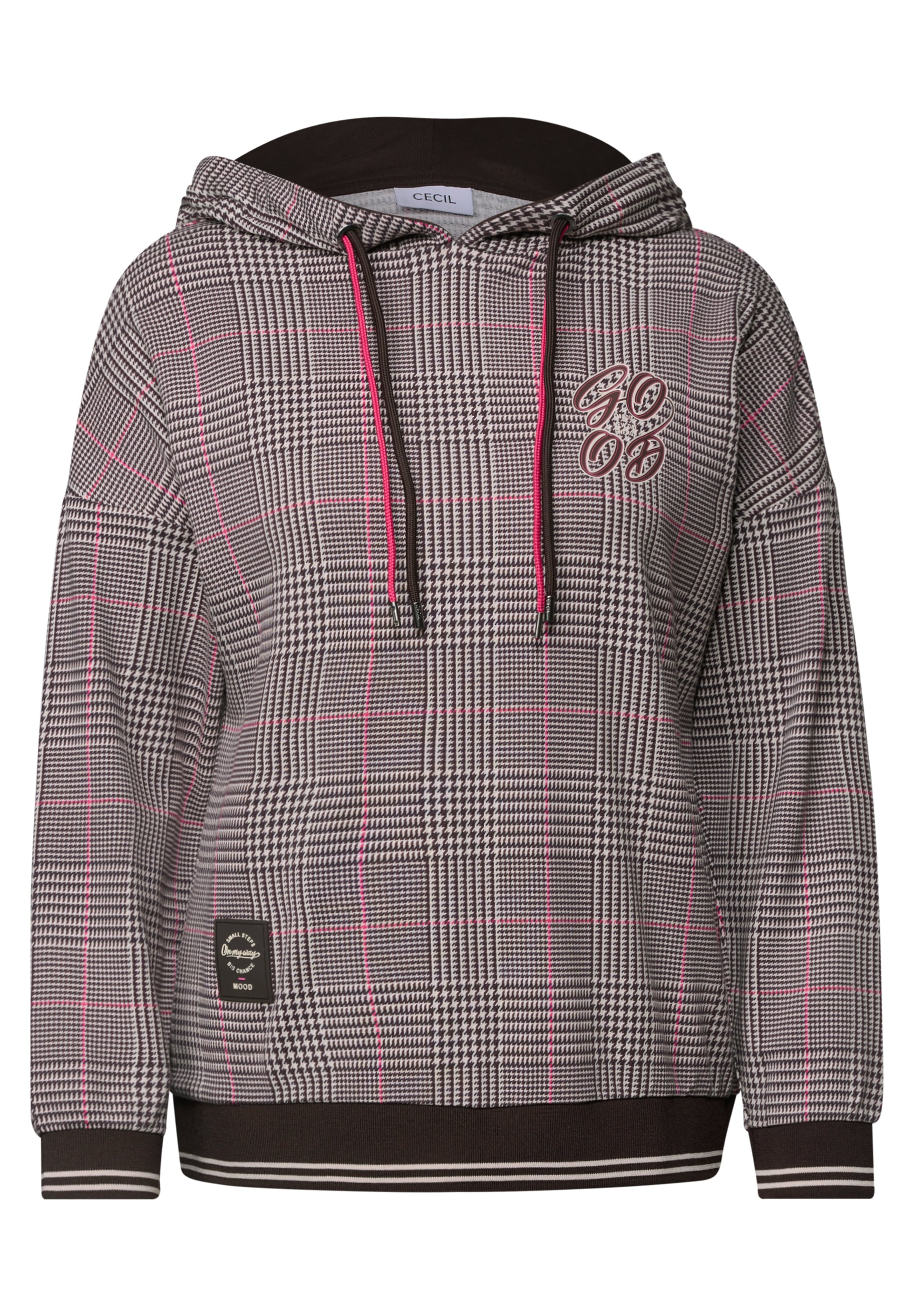 Image of Cecil Kapuzensweatshirt, mit Karomuster / Doppelter Kordelzug