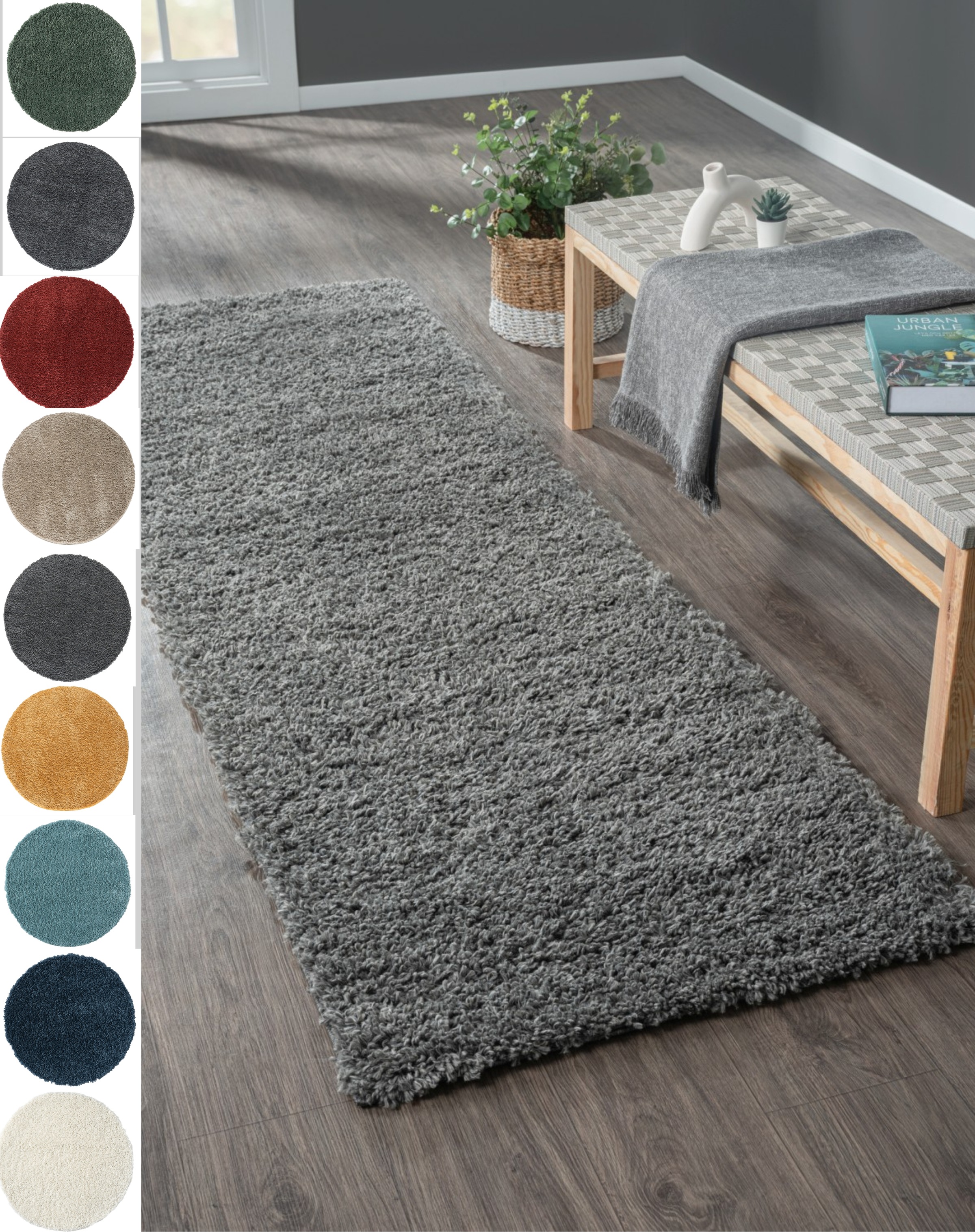 Image of Myflair Möbel & Accessoires Hochflor-Läufer "My Shaggy" rechteckig 37 mm Höhe Shaggy, Uni Farben, leicht glänzend, Microfaser, extra flauschig