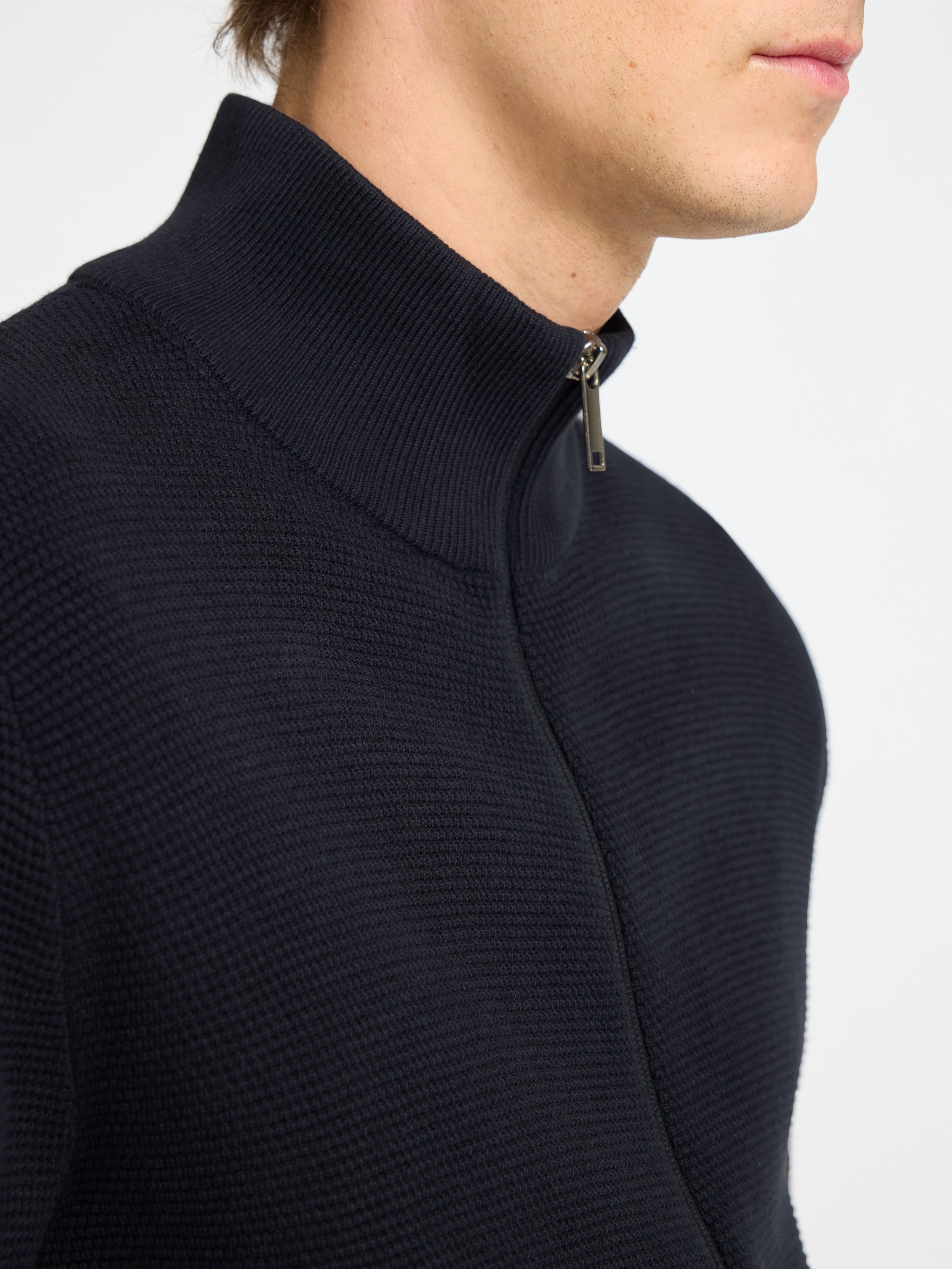 SELECTED HOMME Strickpullover »SLHROSS LS KNIT STRUCTURE FULL ZIP NOOS«