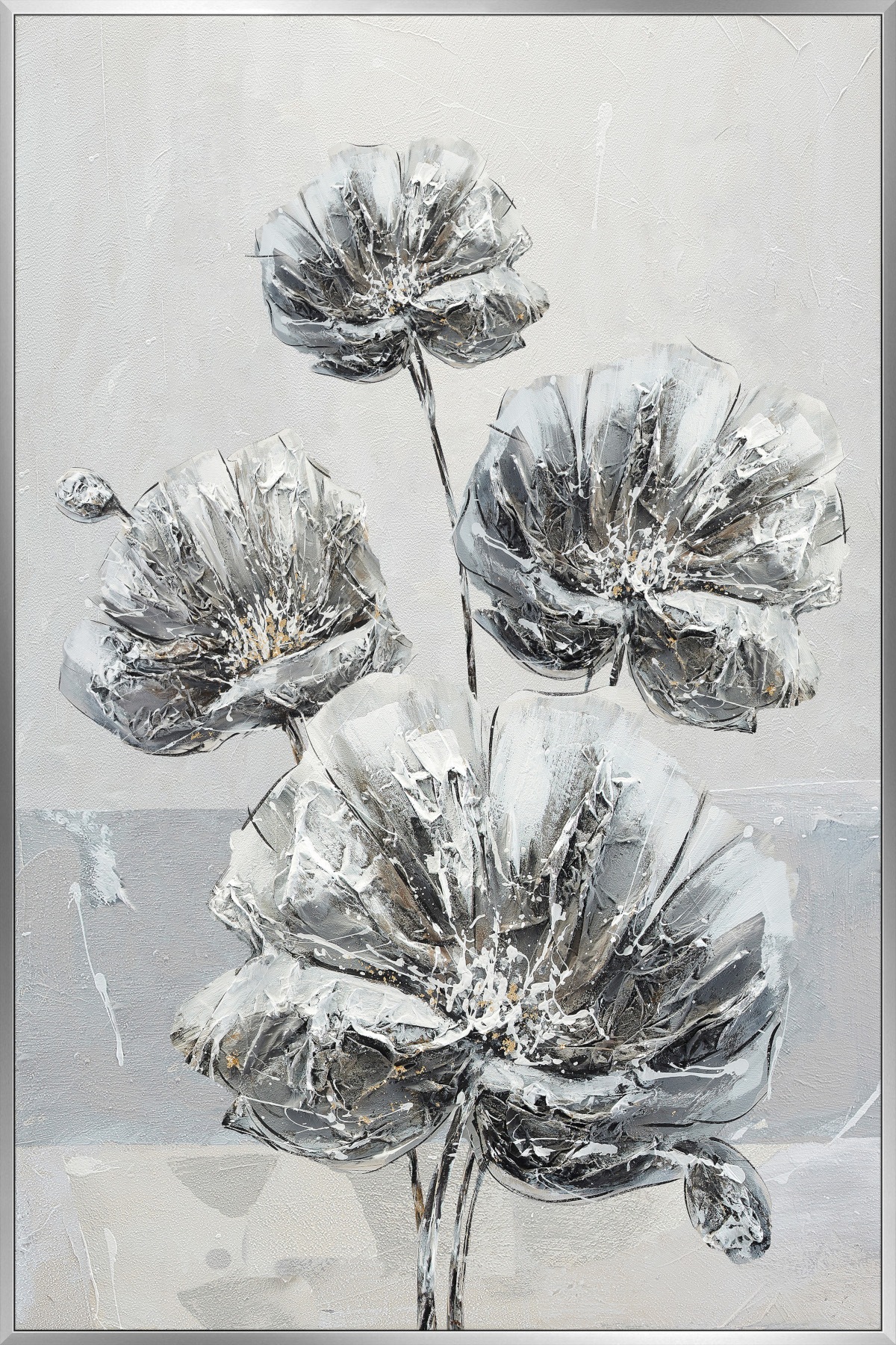 Image of Bönninghoff Ölgemälde "handarbeit gerahmt BLUMEN 78x118 cm – Wandbild Deko modern" Blumen Blumenbilder 1 Stk. tlg. handgefertigt, jedes Bild ein Unikat, Schattenfugenrahmen