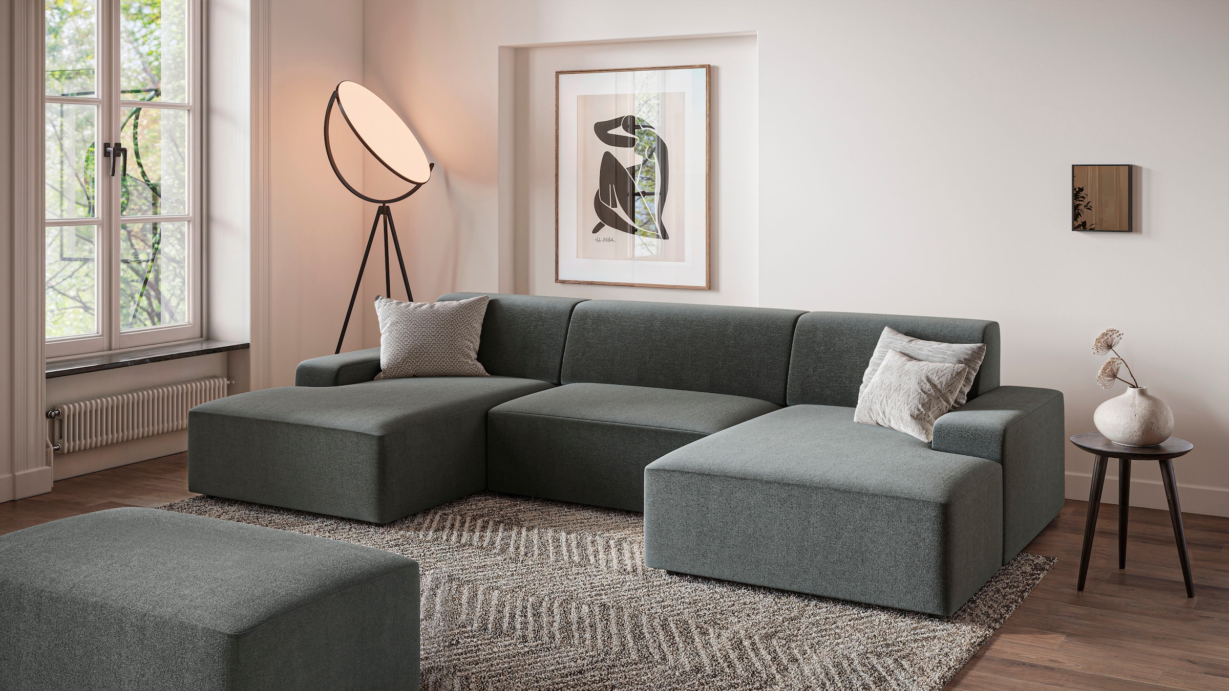 TRENDMANUFAKTUR Hocker »Wien, XXL Polsterhocker, passende Ergänzung zur Serie« in trendigem Cordstoff, grosszüge Breite von 112 cm