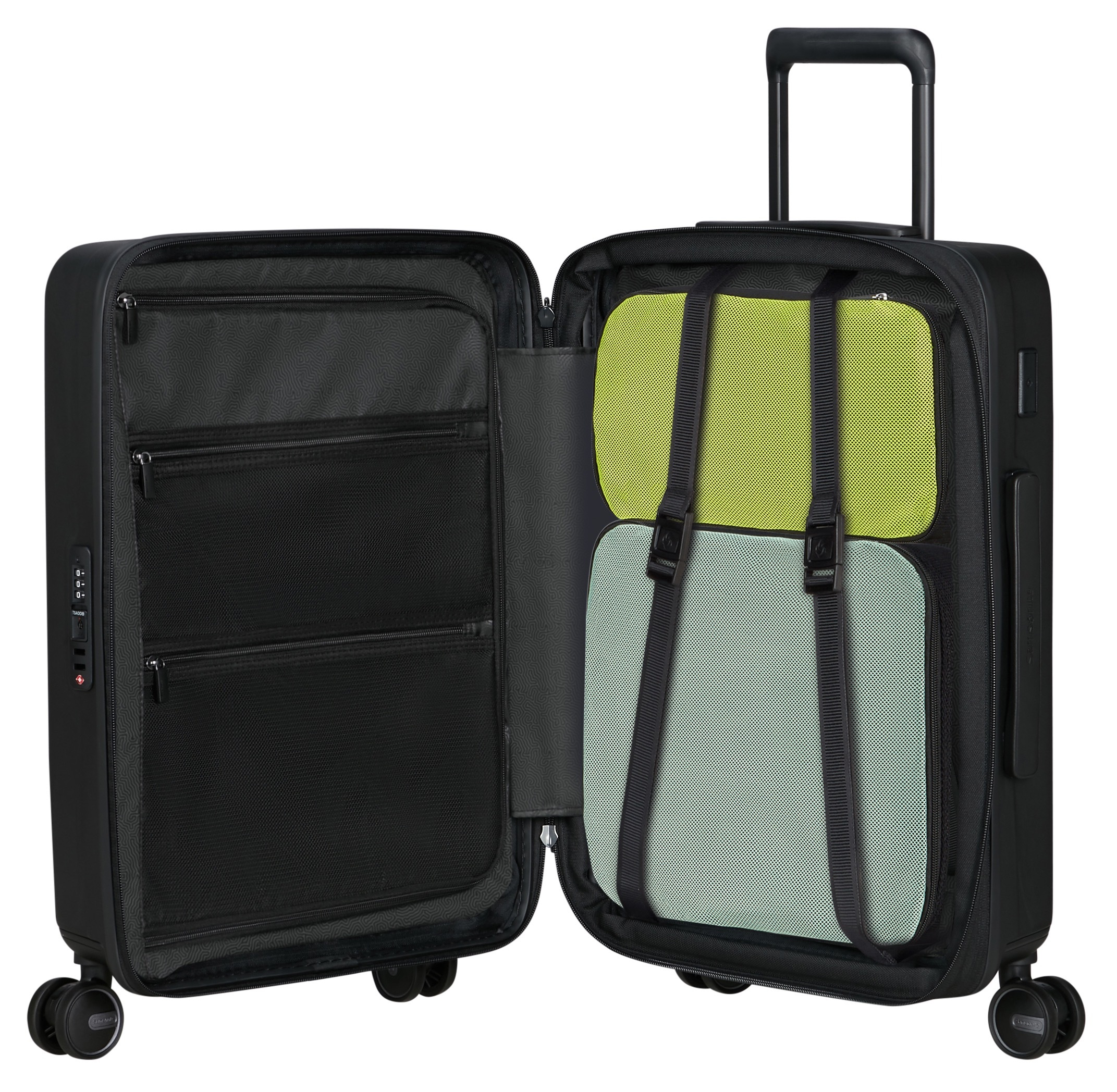 Samsonite Hartschalen-Trolley »RESTACKD, verschiedene Grössen und Farben«, (mit Packtaschen), 4 Rollen, Reisekoffer mit TSA Schloss Volumenerweiterung Packtaschen
