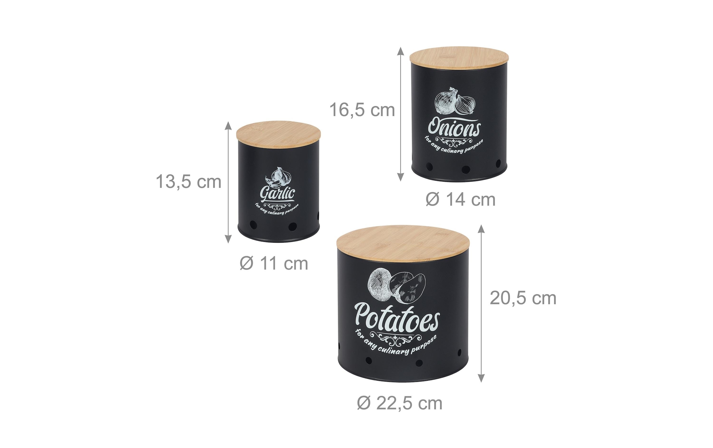 relaxdays Aufbewahrungsbox »3er Set Bambusdeckel rund«