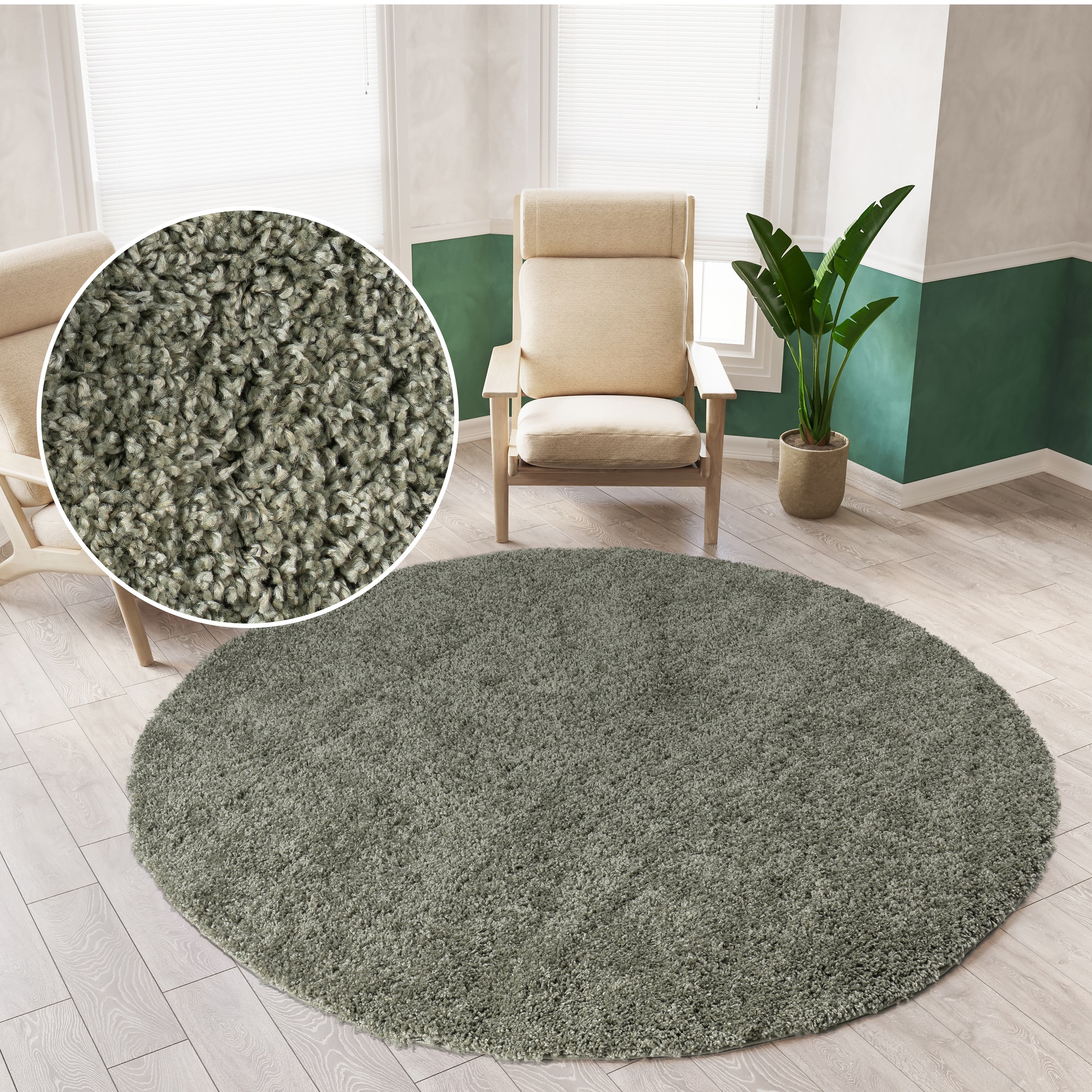 Image of GOODproduct Teppich "Viva rund" rund 45 mm Höhe Uni-Farben, einfarbig, besonders weich und kuschelig, Wohnzimmer