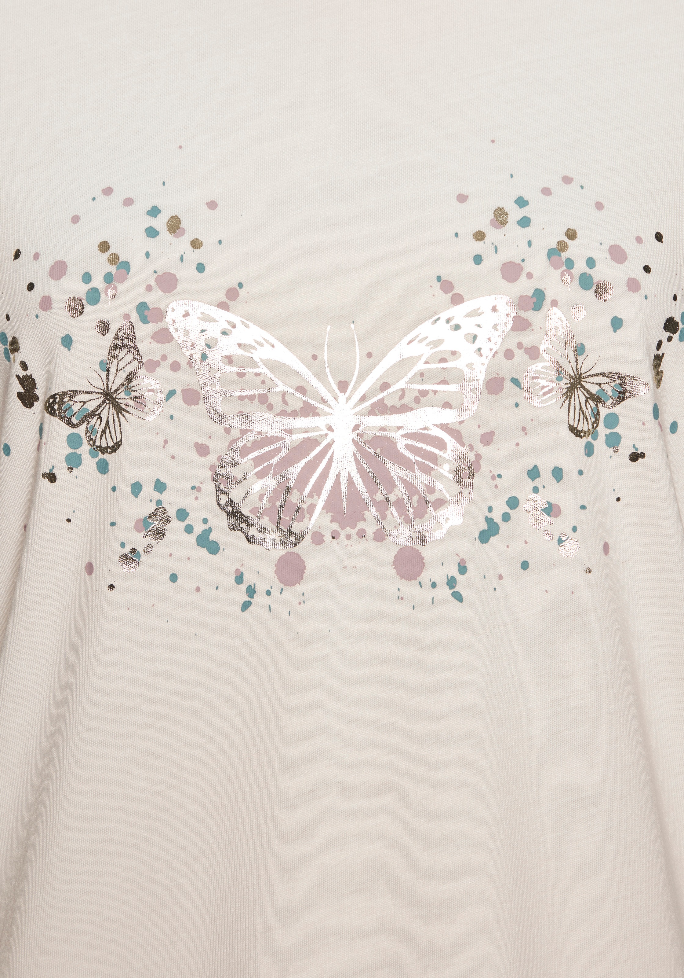 Vivance T-Shirt »mit glänzendem Frontprint« aus angenehmer Baumwoll-Modal-Qualität