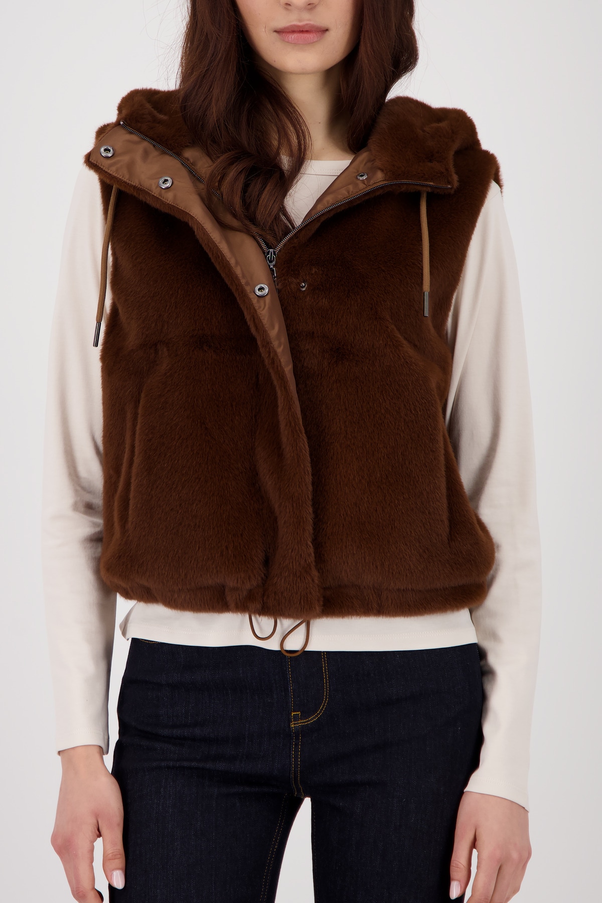 Image of Monari Fellimitatweste Regular fit mit Kapuze
