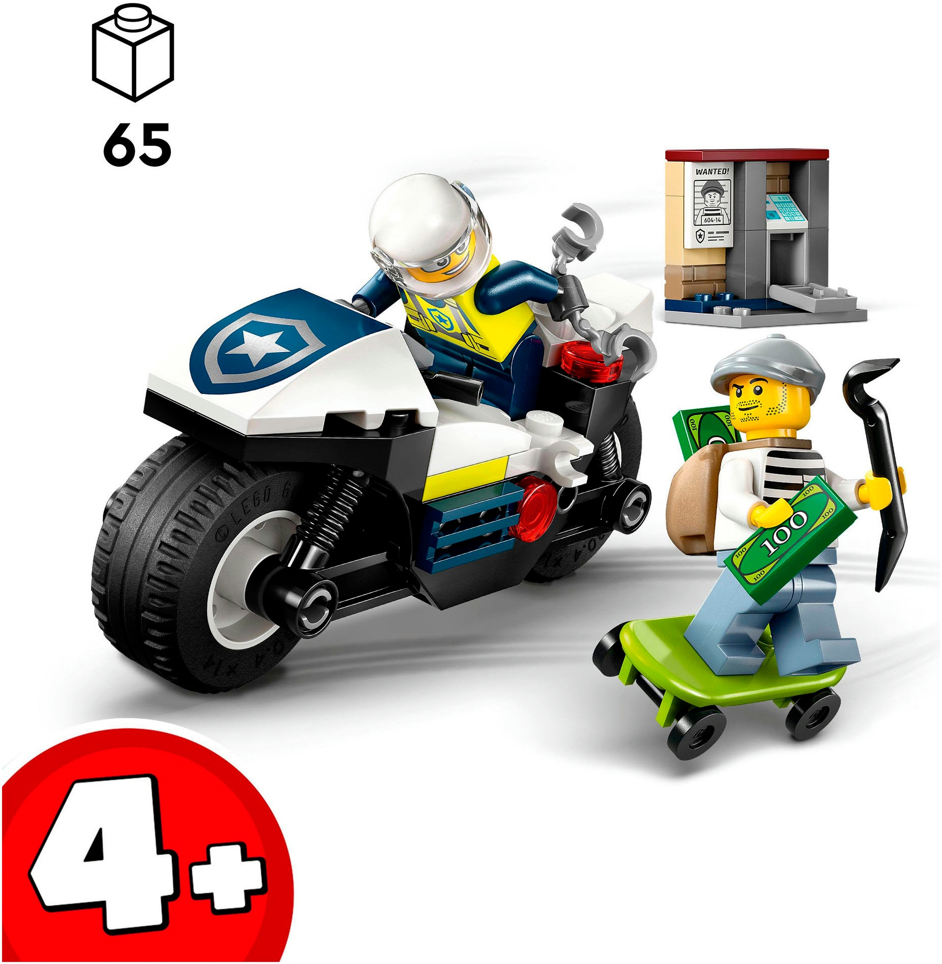 LEGO® Pions de construction »Verfolgungsjagd mit dem Polizeimotorrad (60455), LEGO City« Made in Europe