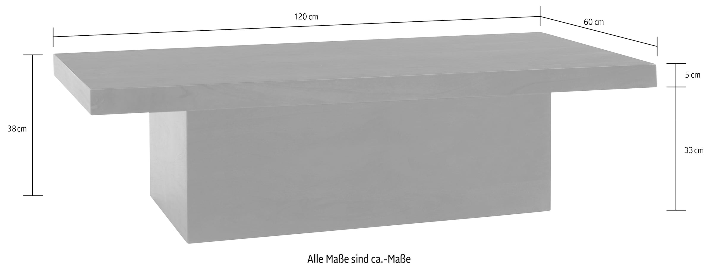 LeGer Home by Lena Gercke Couchtisch »Elfrieda« Massivholz Akazie, lackiert, 120x60cm, Säulenoptik