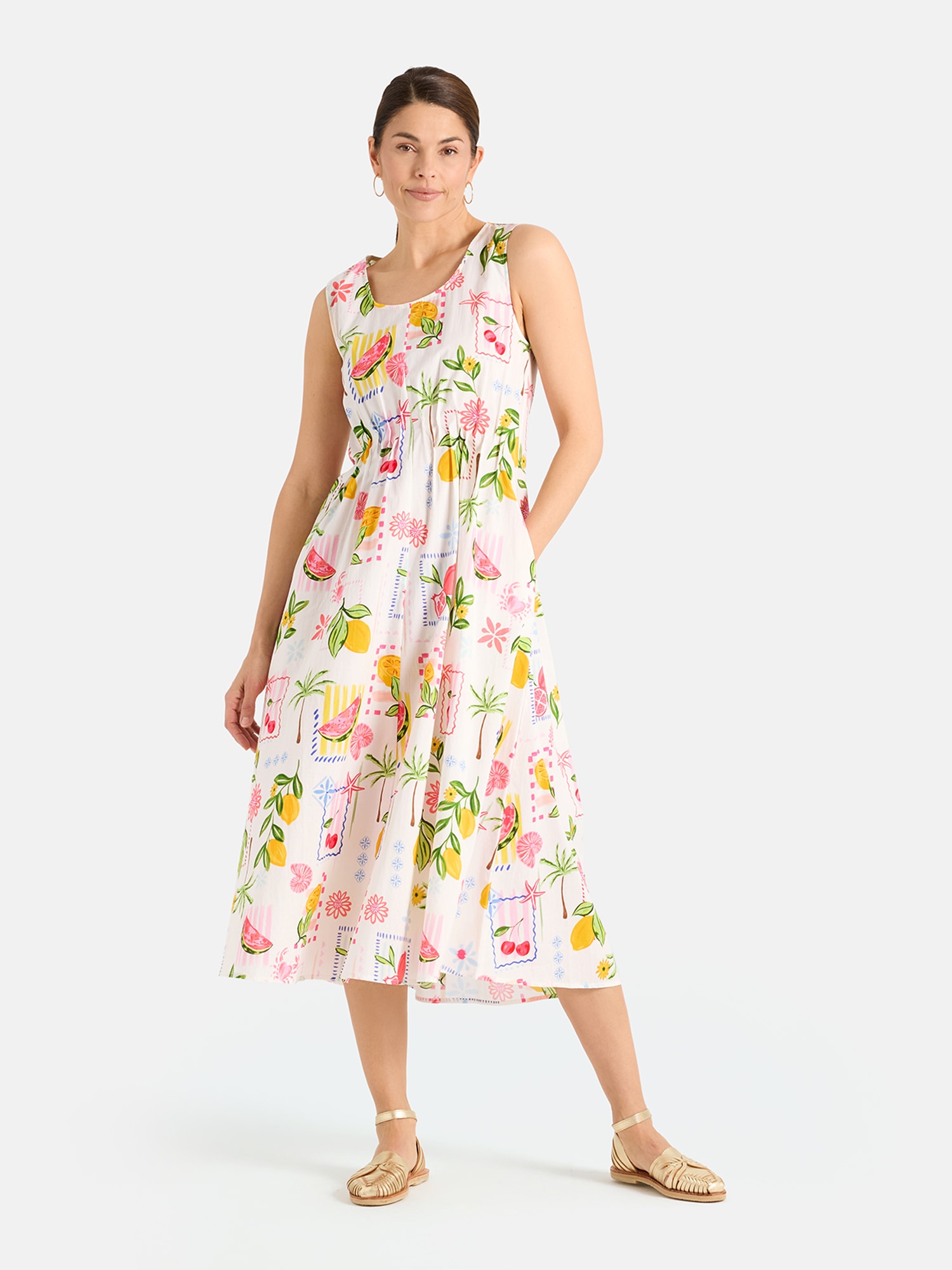 Image of Lieblingsstück Sommerkleid "RosaleaL" Eingrifftaschen in Midi-Länge, Allover-Print