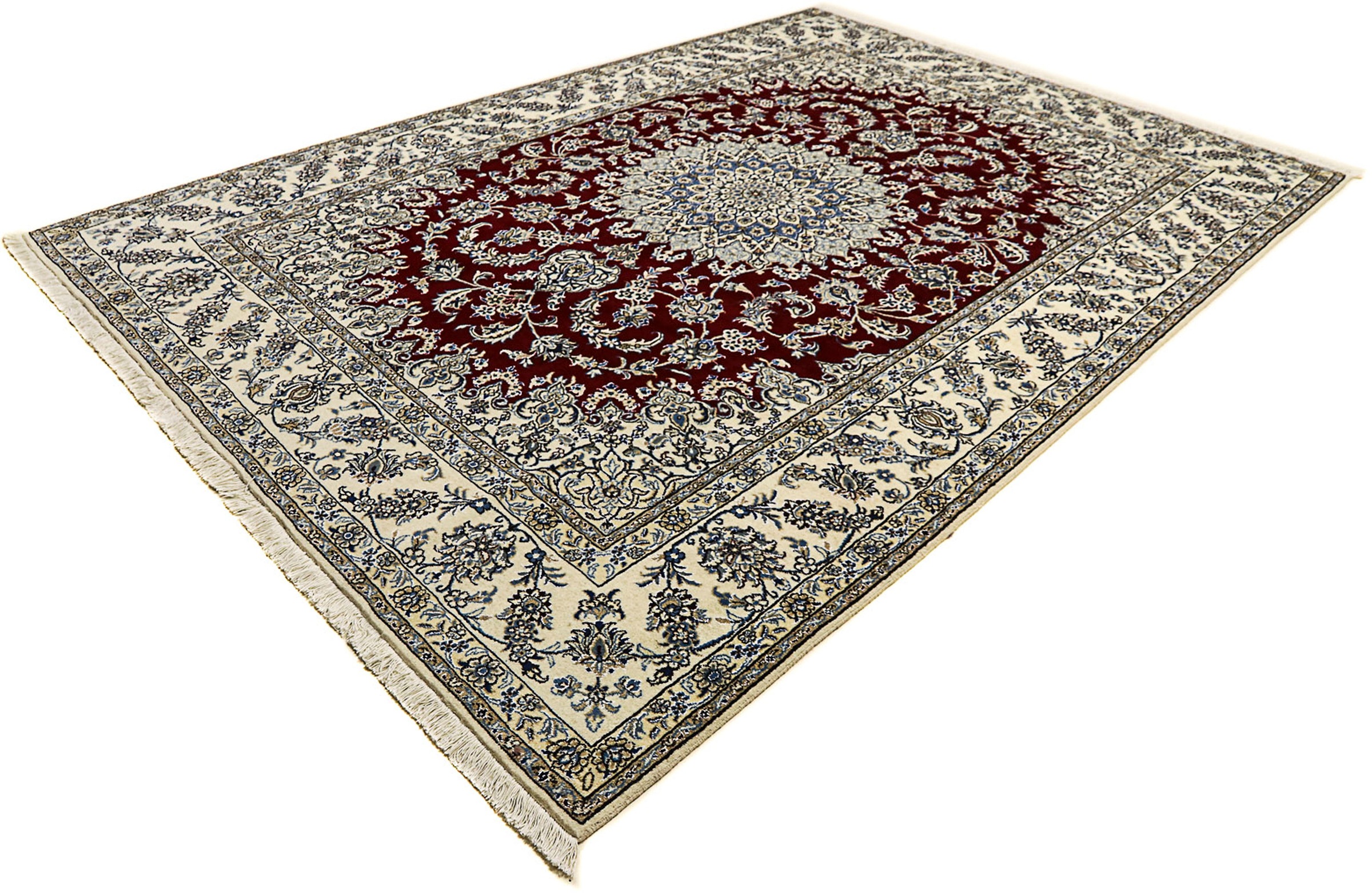 Image of morgenland Orientteppich »Perser - Nain - 346 x 246 cm - dunkelrot«, rechteckig, 12 mm Höhe, Wohnzimmer, Handgeknüpft, Einzelstück mit Zertifikat bei Ackermann Versand Schweiz