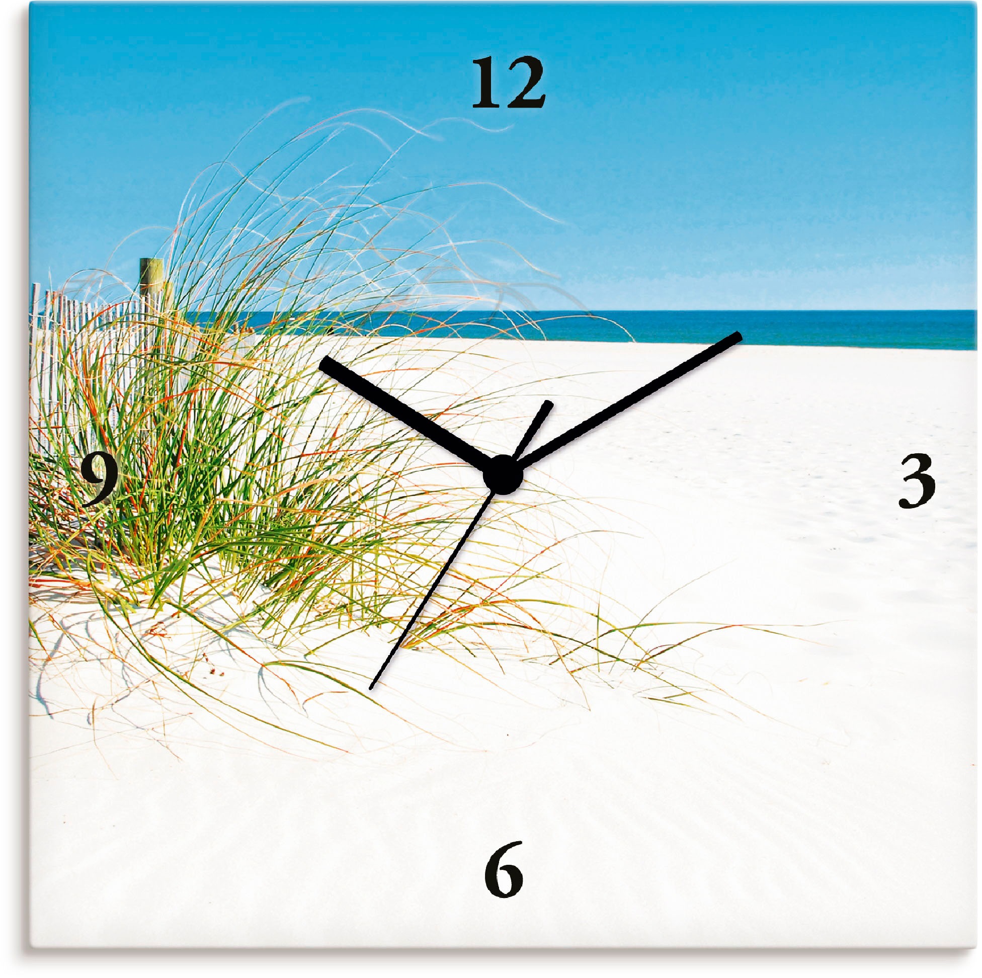 Image of Artland Wanduhr »Schöne Sanddüne mit Gräsern und Zaun«, lautlos, ohne Tickgeräusche, nicht tickend, geräuschlos - wählbar: Funkuhr o. Quarzuhr, moderne Uhr für Wohnzimmer, Küche etc. - Stil: modern bei Ackermann Versand Schweiz