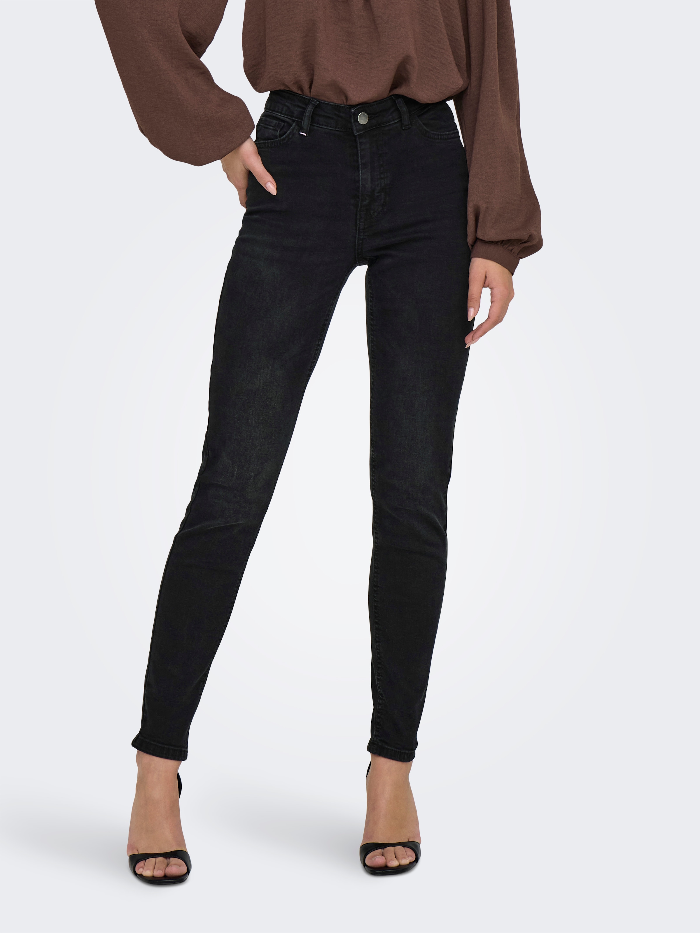 Image of JDY Skinny-fit-Jeans "JDYFINA MW SKINNY ANKLE JNS BLK DNM NOOS"