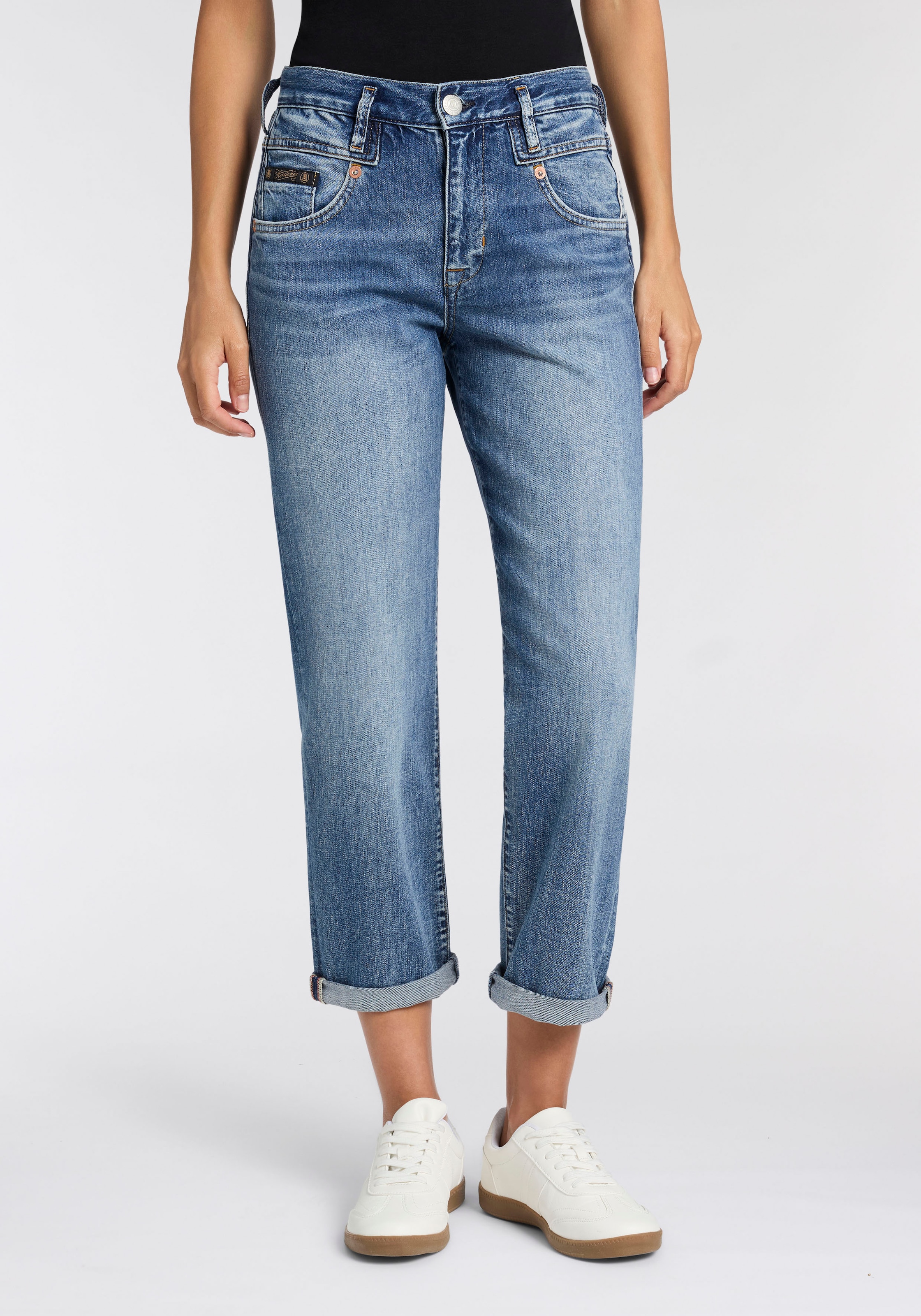 Image of Herrlicher Straight-Jeans "Breezy Cropped Denim" in 7/8-Länge, High Waist