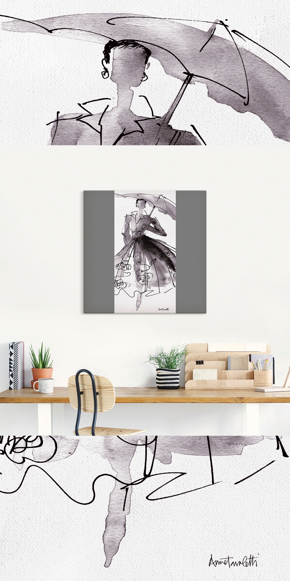 Artland Leinwandbild »Mode Skizzenbuch VI« Mode 1 Stk. tlg. auf Holzrahmen gespannt