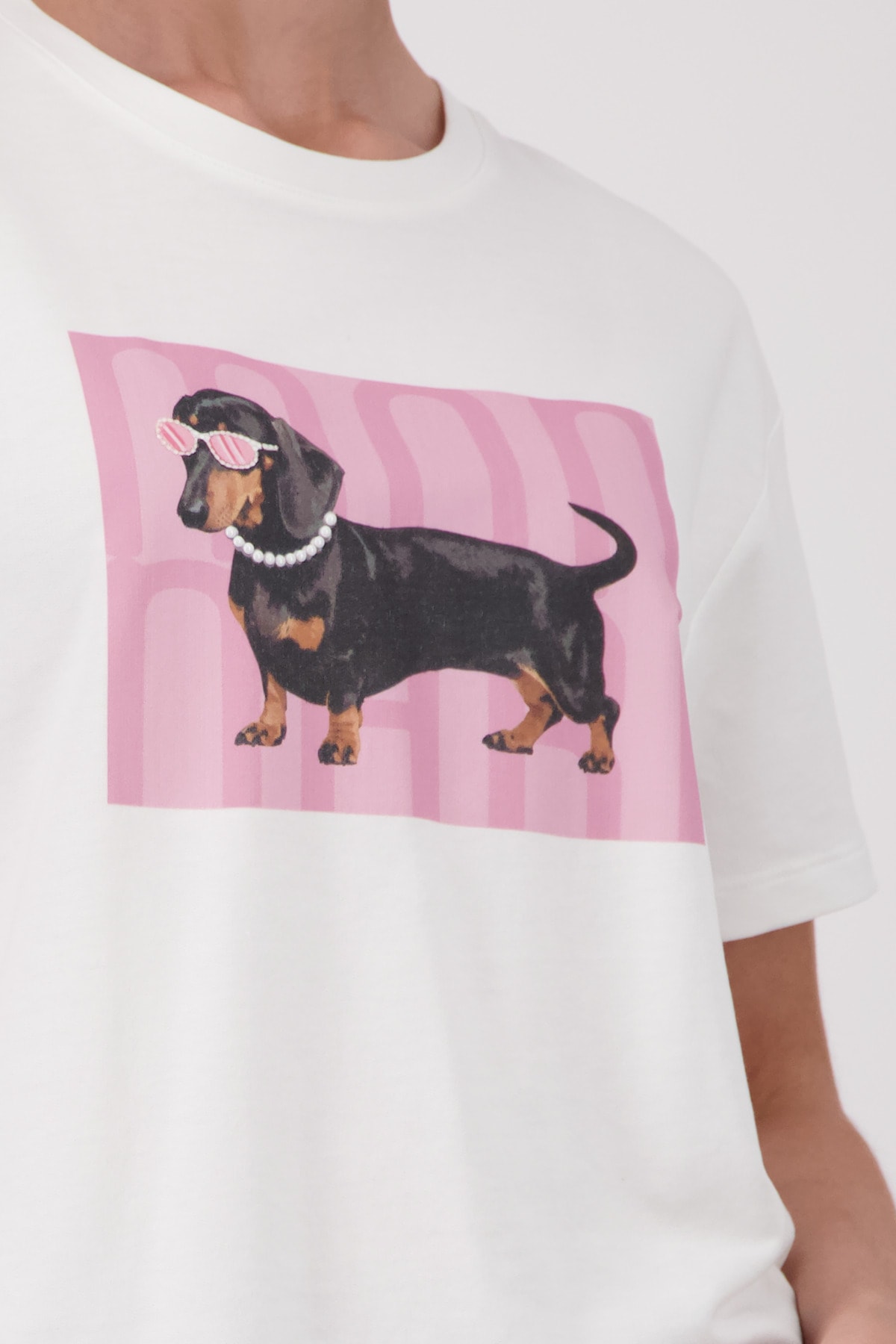 Monari Shirt à col rond »Shirt Dackel« avec impression frontale