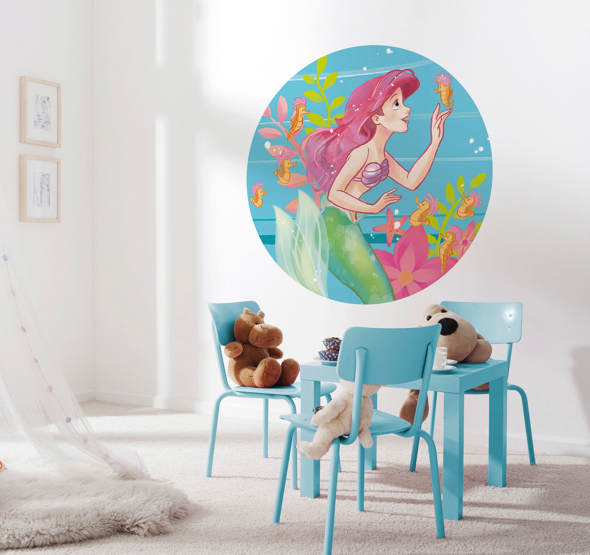 Komar Fototapete »Vlies selbstklebend - Ariel Seahorses - Grösse 125 x 125 cm«, bedruckt, Kinderzimmer