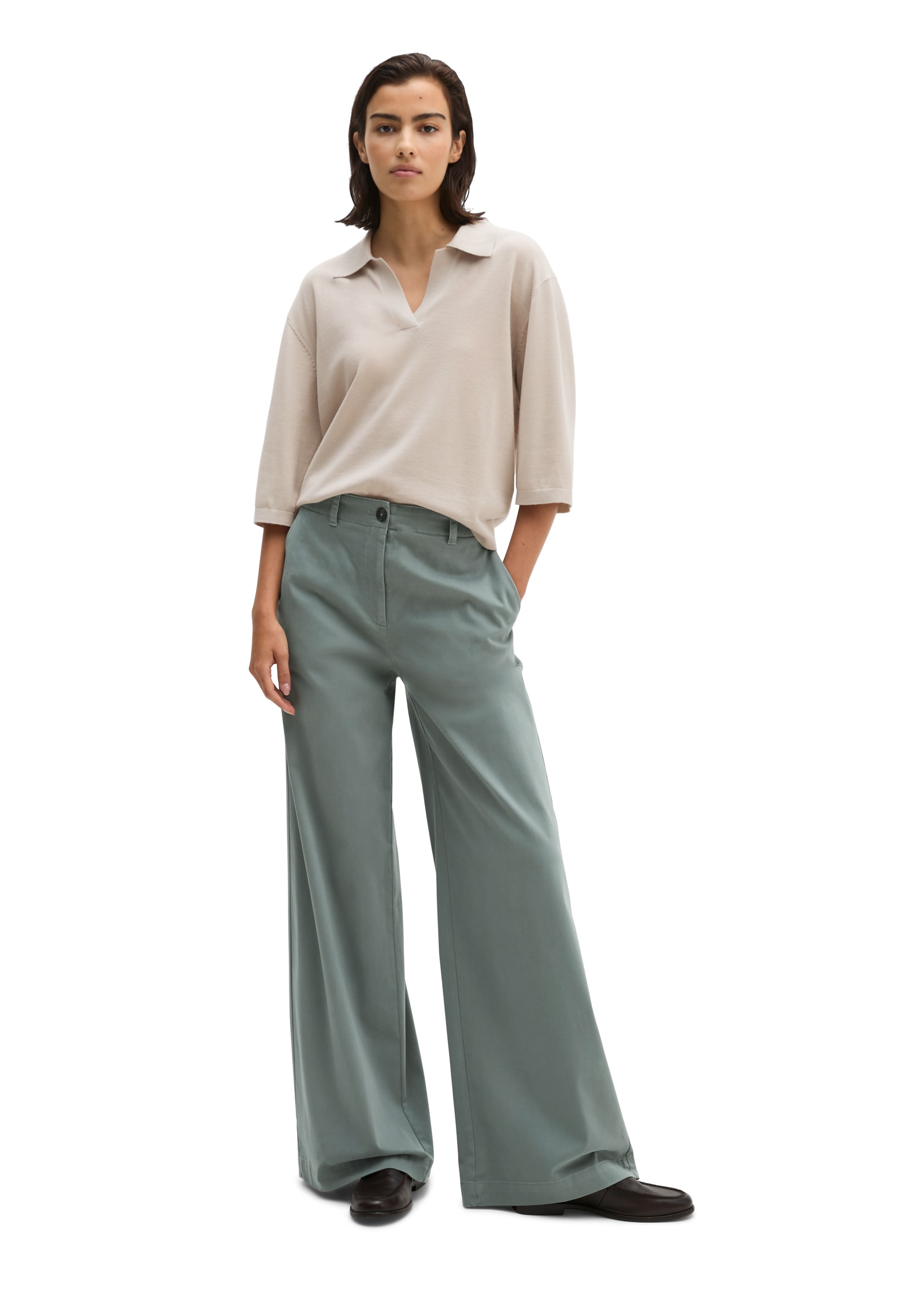 Marc O'Polo Pantalon en tissu »MARGO WIDE«  en coton biologique satin stretch