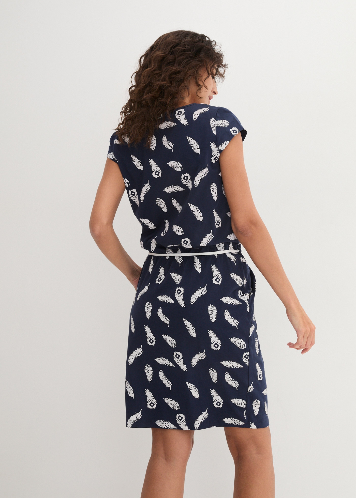 bonprix Robe t-shirt mit elastischen Bündchen in der Taille, Loose Fit, mit Kurzarm