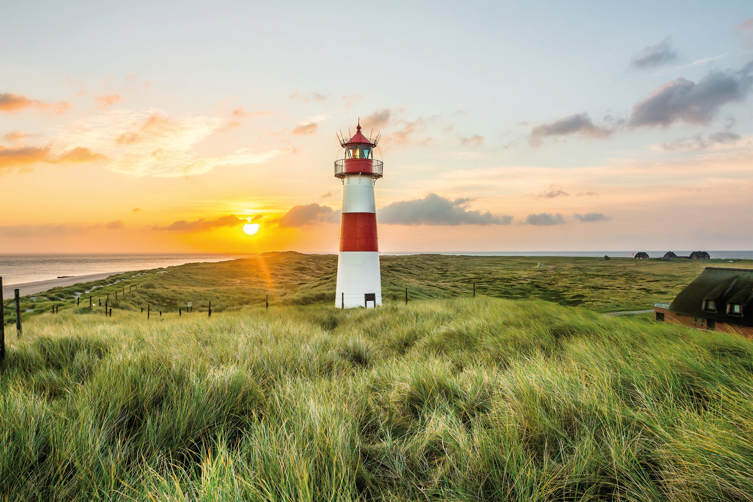 Image of Bönninghoff Leinwandbild "Wandbild LEUCHTTURM 60x90 cm – Leinwandbild Keilrahmen Deko modern" Küste Landschaft Leuchtturm Meer Natur Sonnenuntergang Strand 1 Stk. tlg. auf Keilrahmen gespannt
