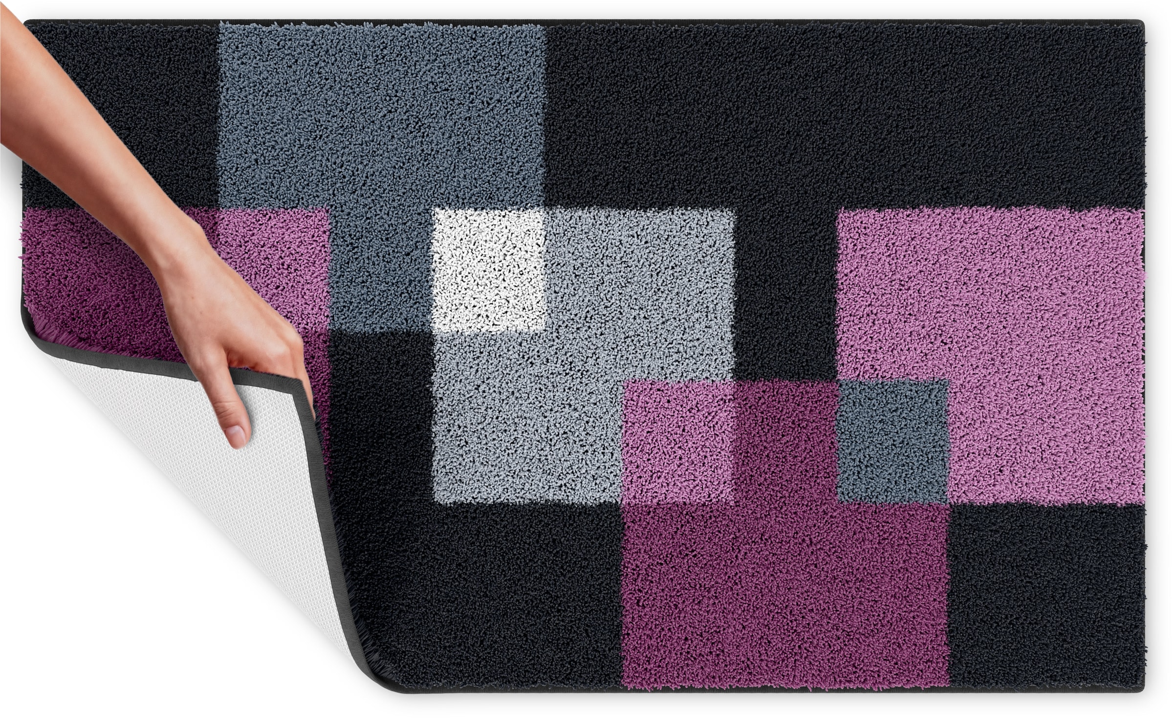 Grund Tapis de bain »Paxos« Höhe 20 mm geometrisches Design, modern, flauschig, softer Flor, Made in Europe