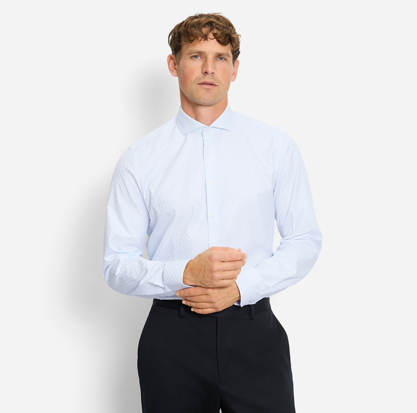 Image of OLYMP Langarmhemd "Level Five" body fit, Haifischkragen, Webmuster, Businesshemd