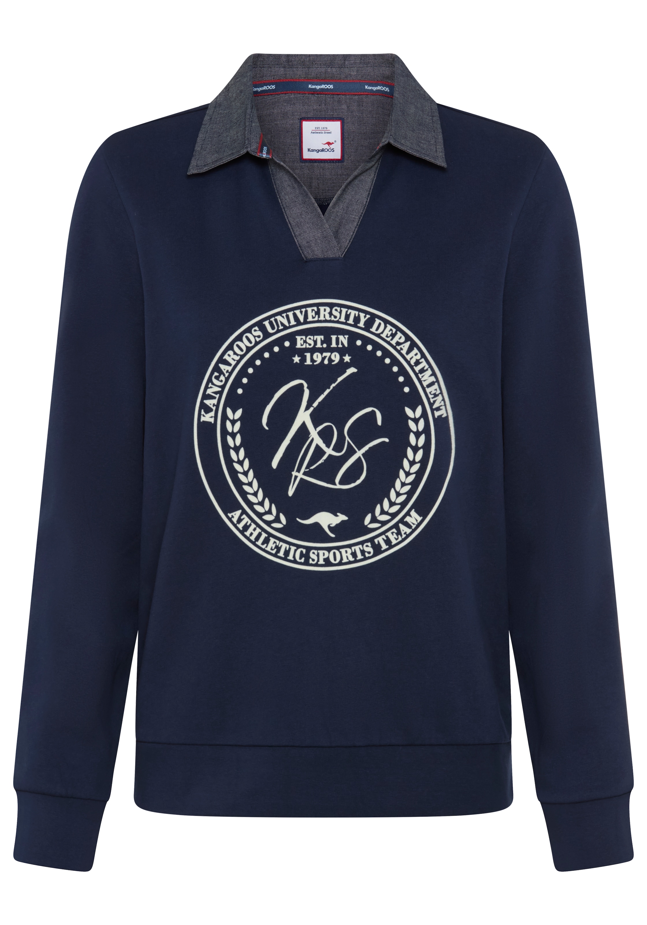 KangaROOS Sweat-shirt , avec col polo et patte de boutonnage, coupe longueur hanches
