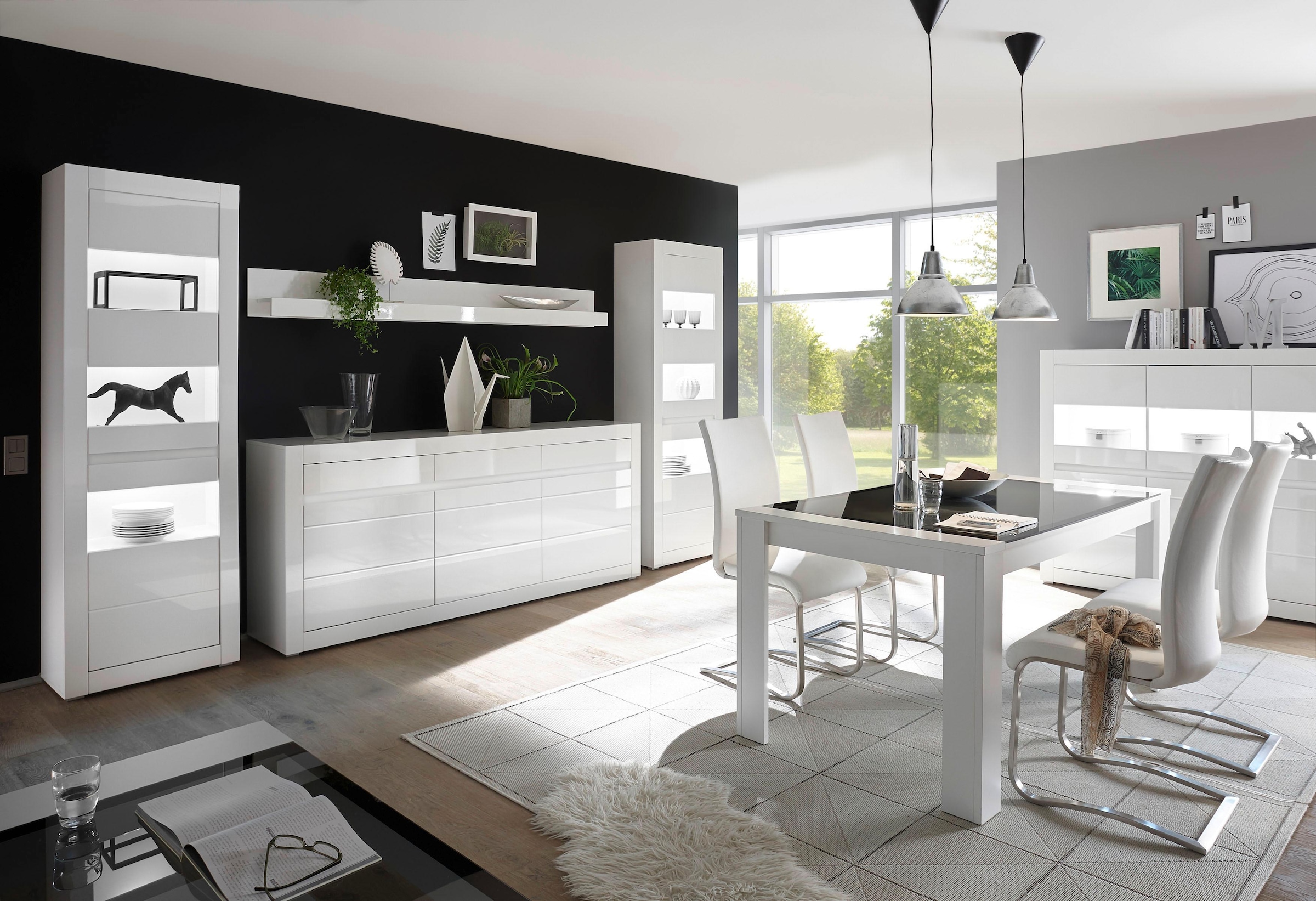 INOSIGN Highboard »Carat«, Breite 164 cm, Blende in weiss und betonfarben im Lieferumfang