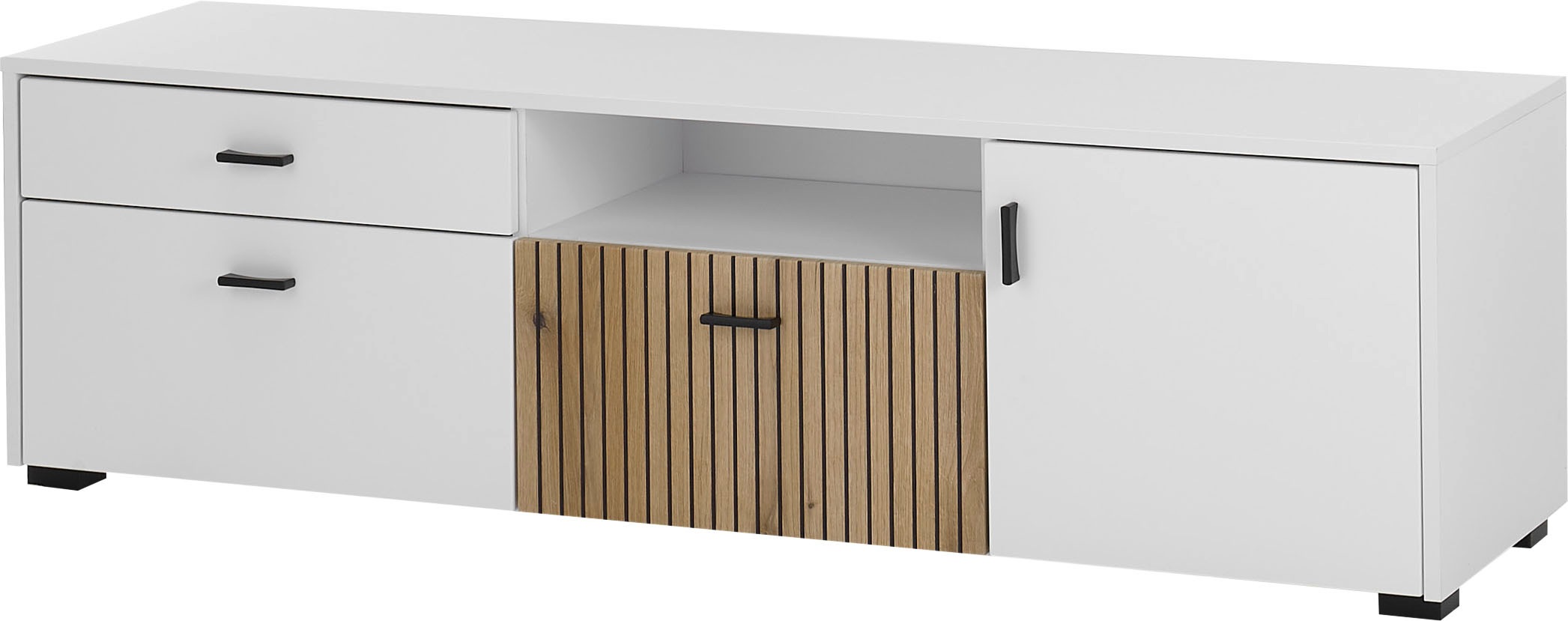 Home affaire Lowboard "Hudson" in moderner Trendfarbe, Griffe aus Metall (Schwarz), Breite 150 cm