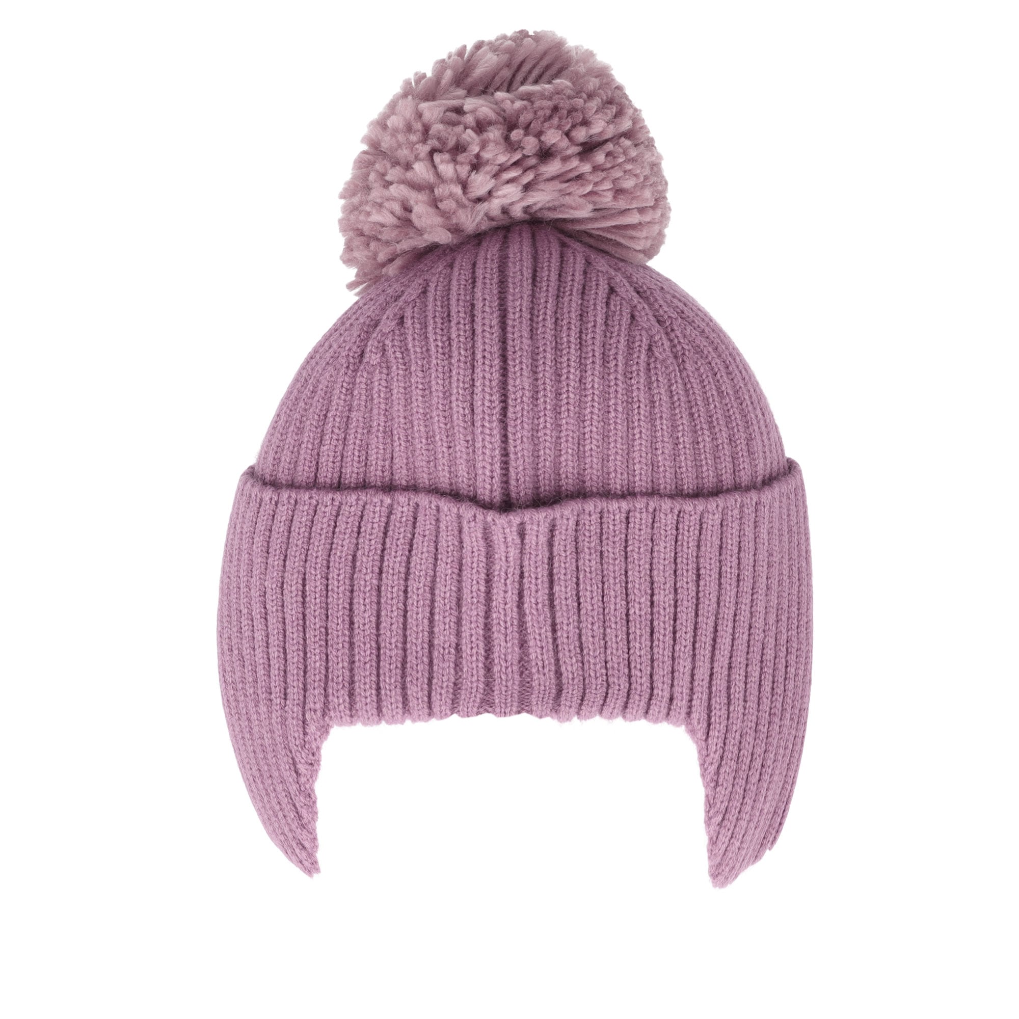 MAXIMO Bonnet tricoté wärmend, breiter Umschlag, Ohrenklappen, Bommel