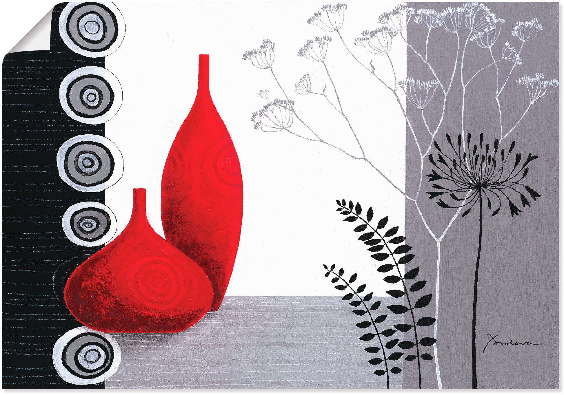 Wandbild »Rote Vasen«, Vasen & Töpfe, (1 St.), als Leinwandbild, Poster in verschied....