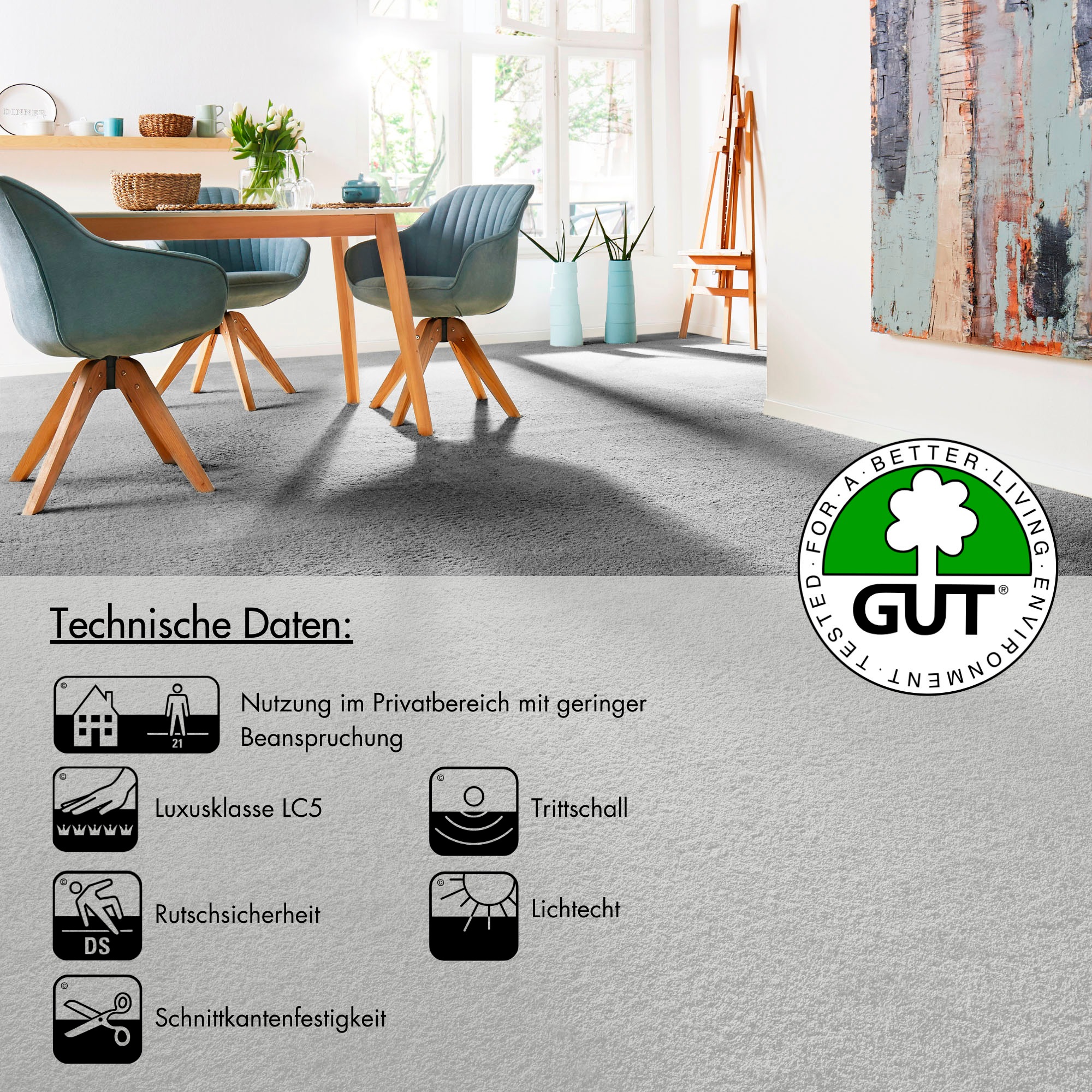 Andiamo Teppichboden »Softness, Velours, Made in Belgium«, rechteckig, 17 mm Höhe, Uni Farben, Breite 400 cm, besonders weich, Wohnzimmer, Schlafzimmer