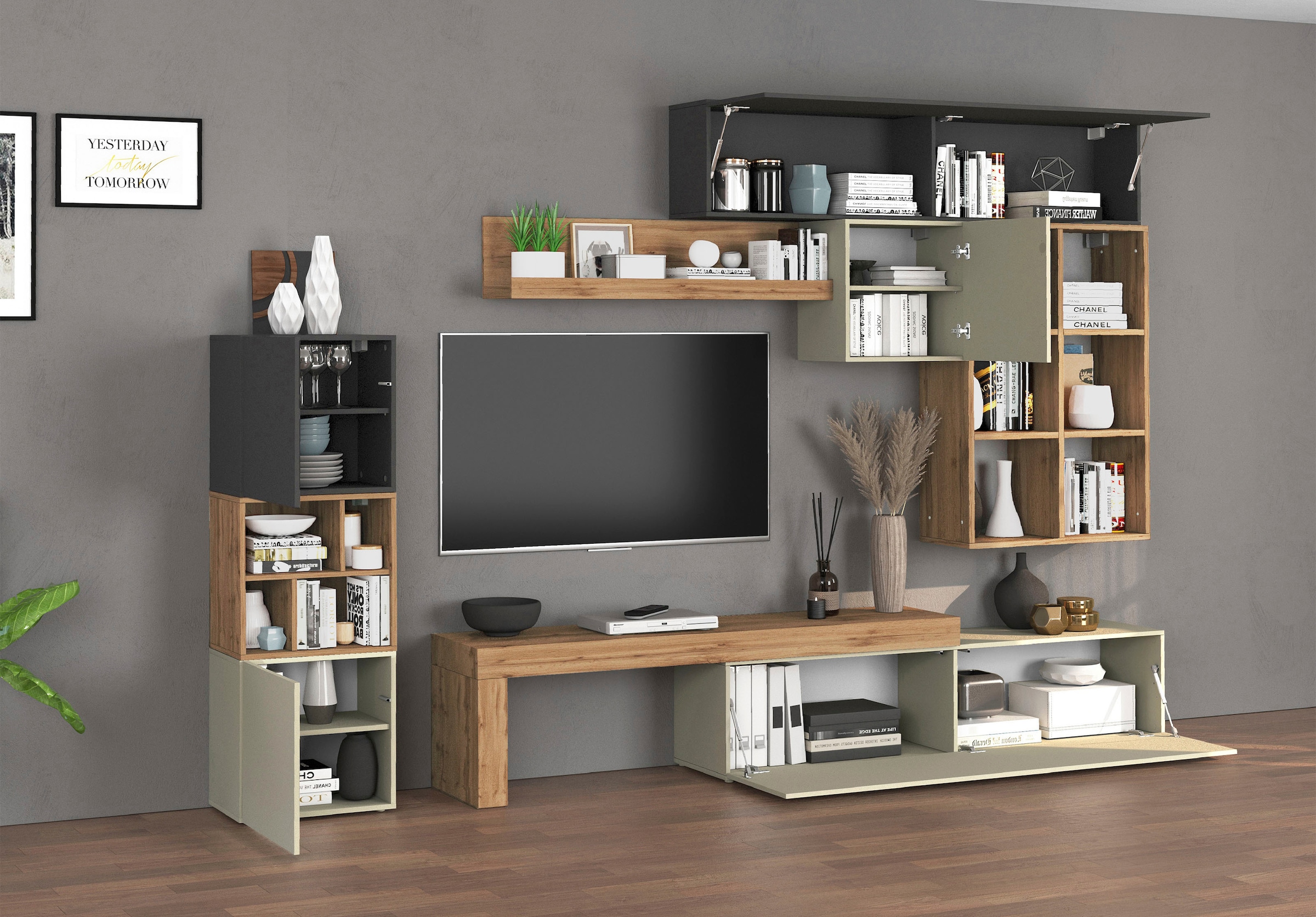 INOSIGN Wohnwand »Chronos Wohnwand, Medienwand, 8-er set« Set, 8 Stk. tlg.