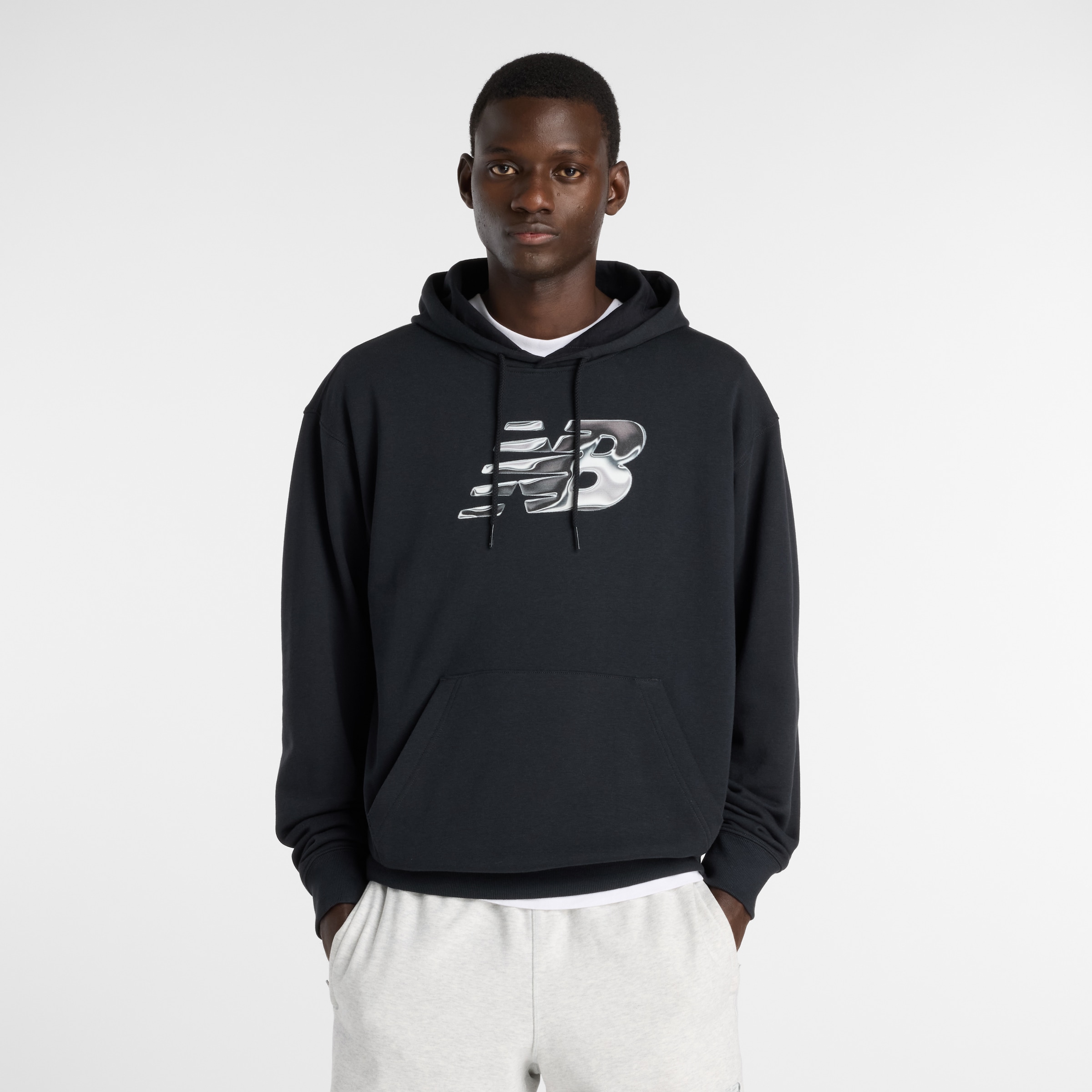 Image of New Balance Kapuzensweatshirt "AAZ Mens Lifestyle Hoodie BIG TEAL", mit Kapuze, aus Baumwolle und Polyester