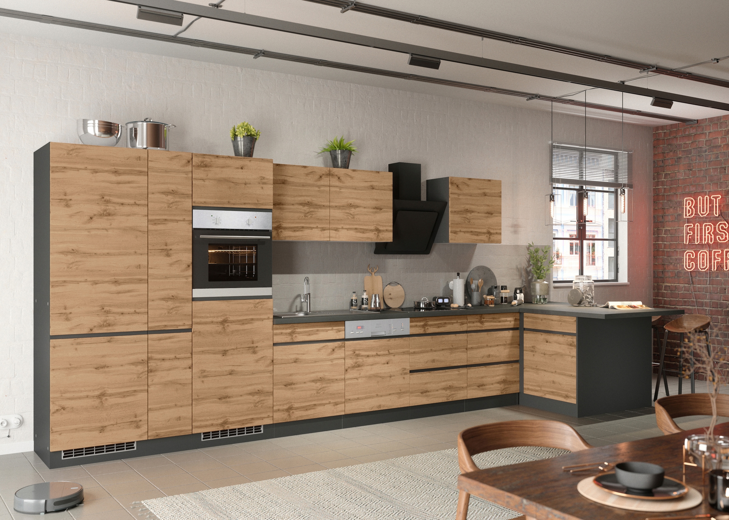 KOCHSTATION Winkelküche »KS-Riesa« Stellbreite 490/153 cm, ohne E-Geräte