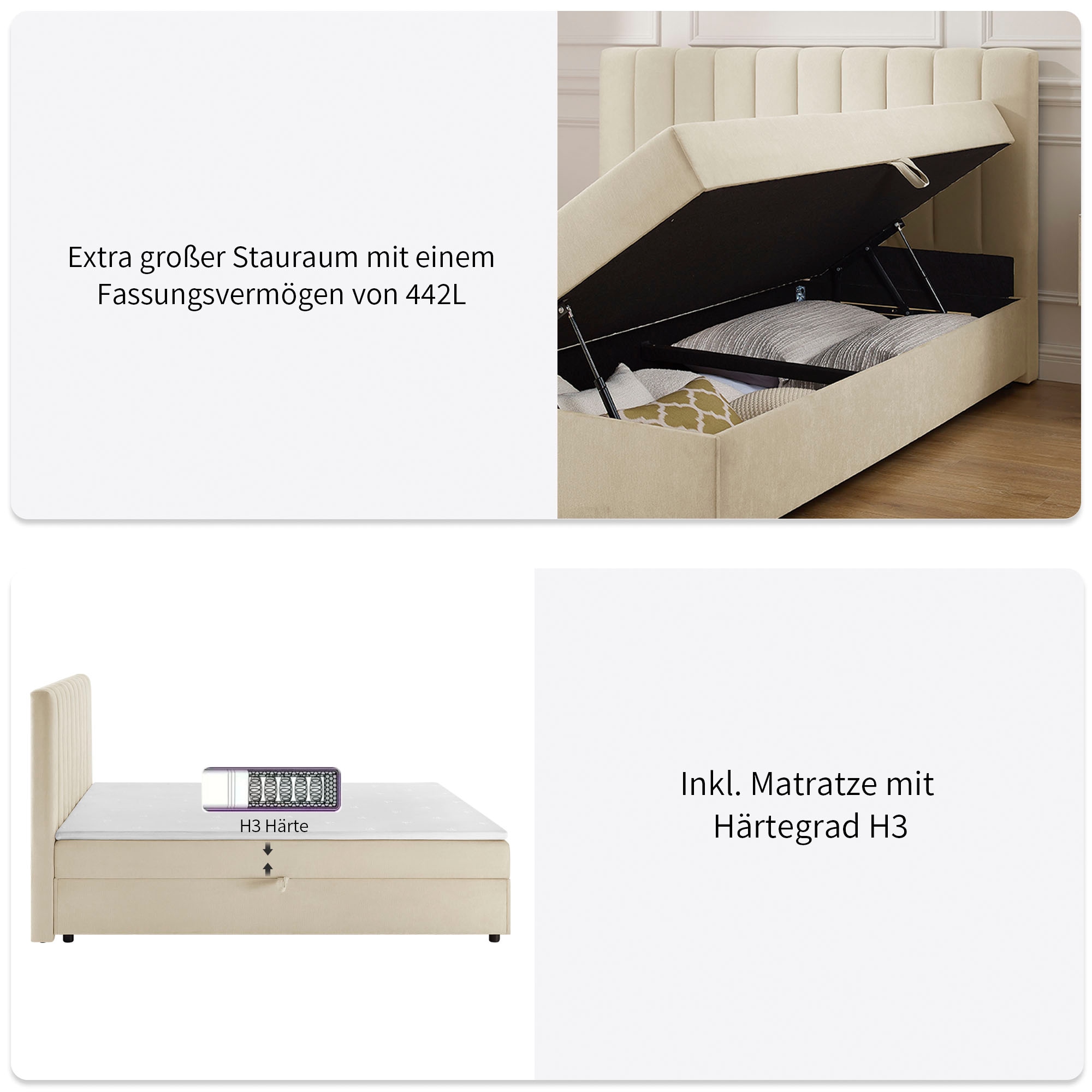 GOODproduct Boxbett »Haileyy inkl. Bettkasten und Topper, Liegefläche 180x200cm« erhältlich in der Grösse 180x200 cm, inkl. Aufbauvideo