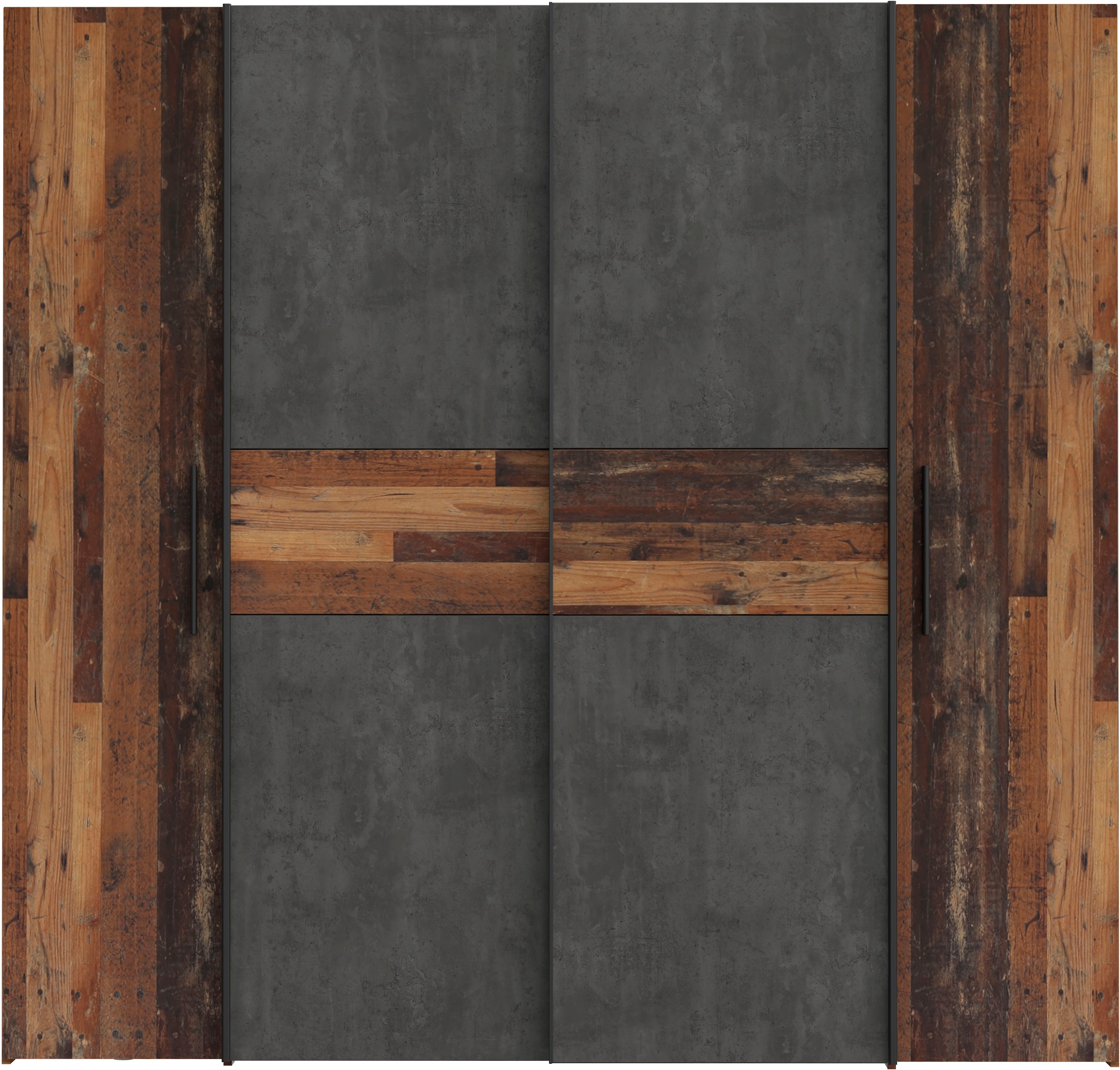 FORTE Kleiderschrank »Kalixtus, Made in Europe« B/H/T ca. 200x190x60 cm, 2 Schiebetüren, 2 Drehtüren, 8 Einlegeböden,  Kombination aus Dreh- und Schwebetüren, mehrere Farben