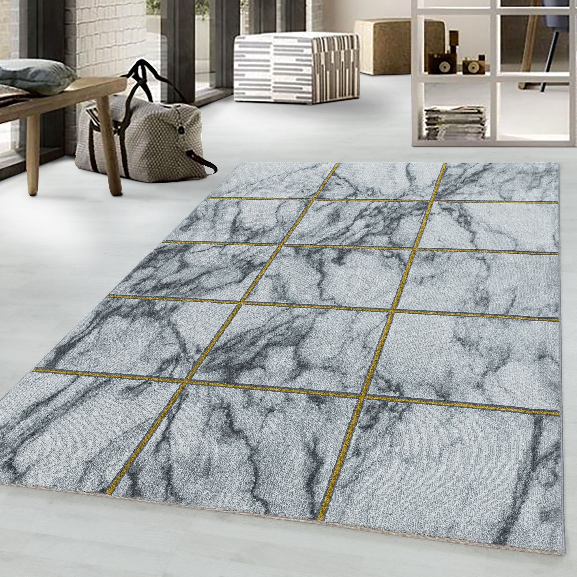 Image of Ayyildiz Teppiche Teppich "NAXOS 3816" rechteckig 12 mm Höhe Läufer, Marmor Optik, Kurzflor, Wohnzimmer